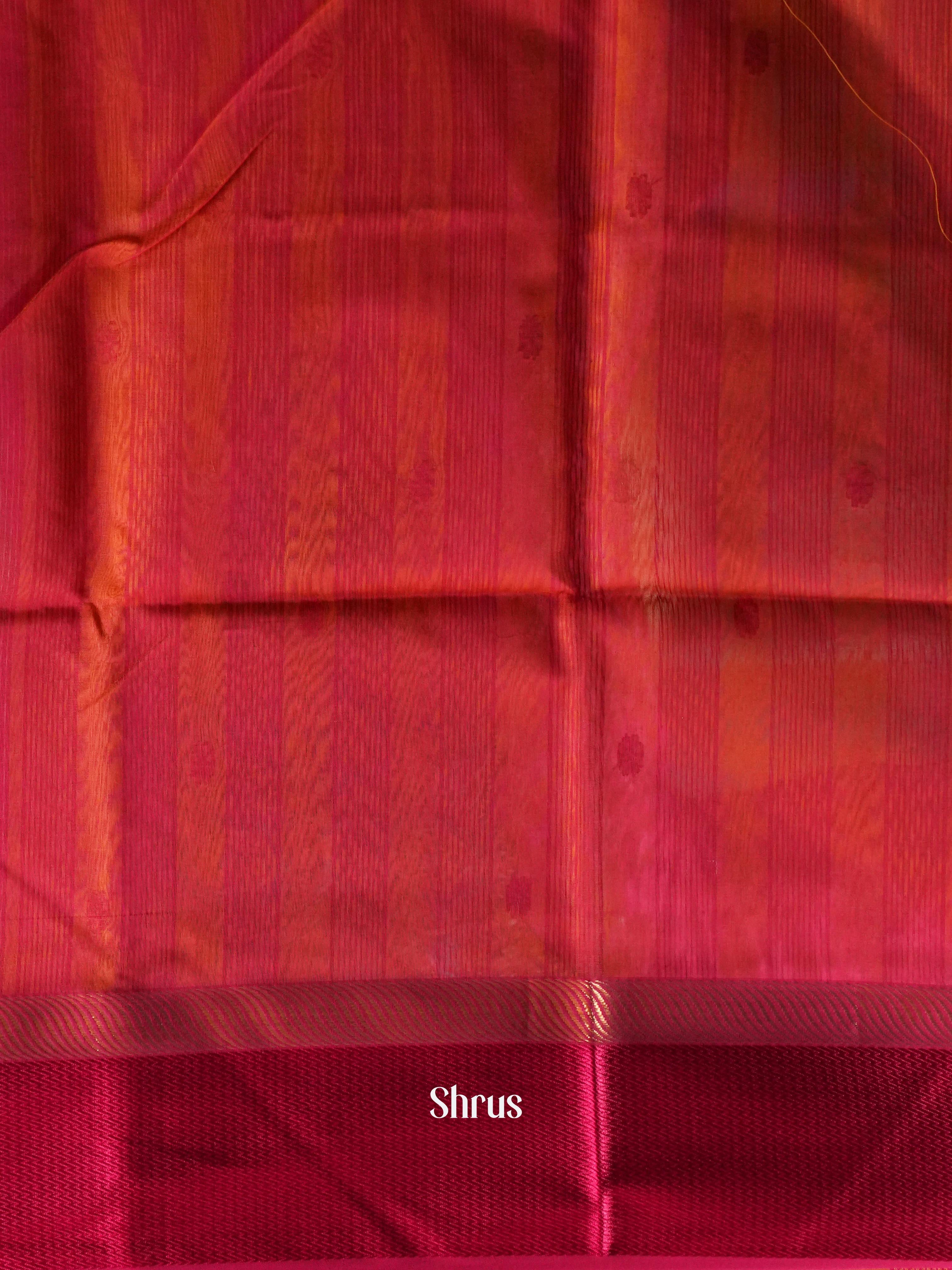 Yellow & Rosy Red - Maheshwari silkcotton Saree - Shop on ShrusEternity.com