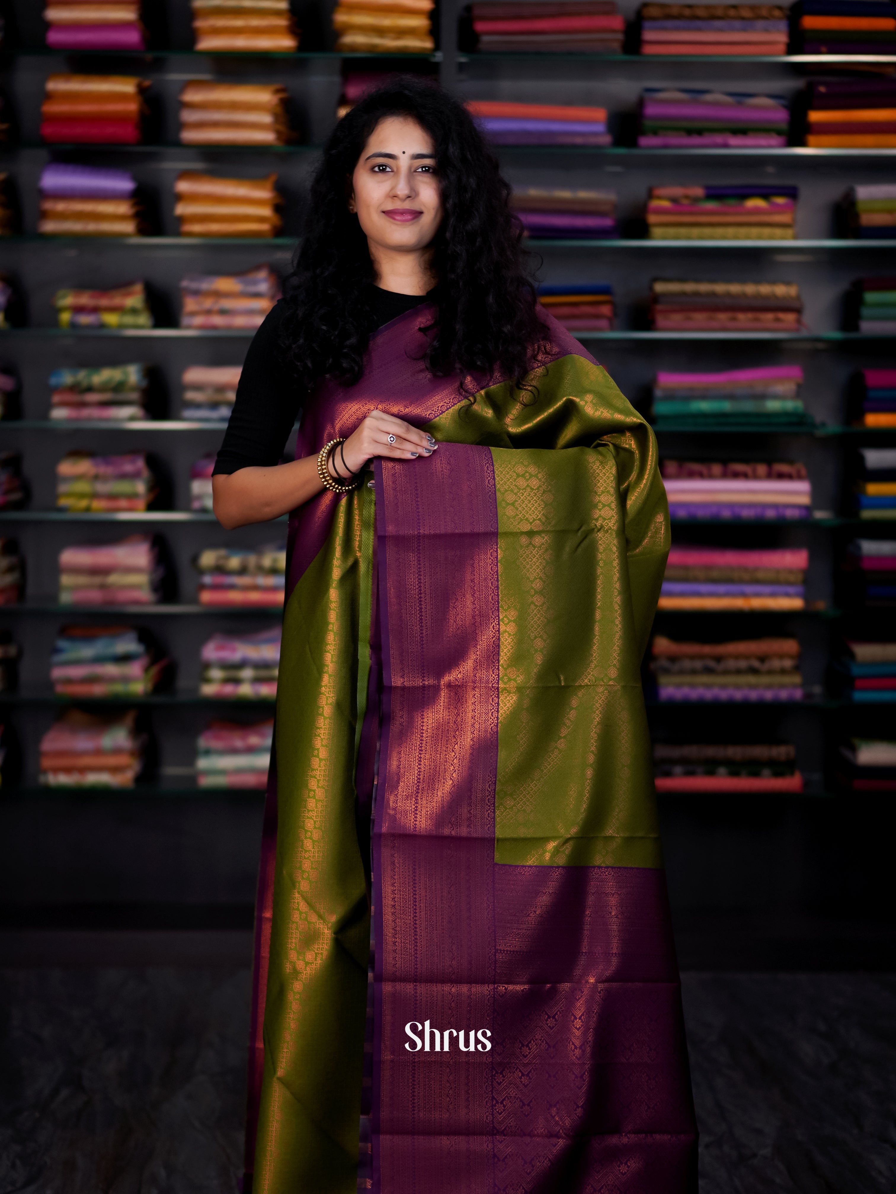 Green & Purple - Semi Arani Silk Saree - Shop on ShrusEternity.com