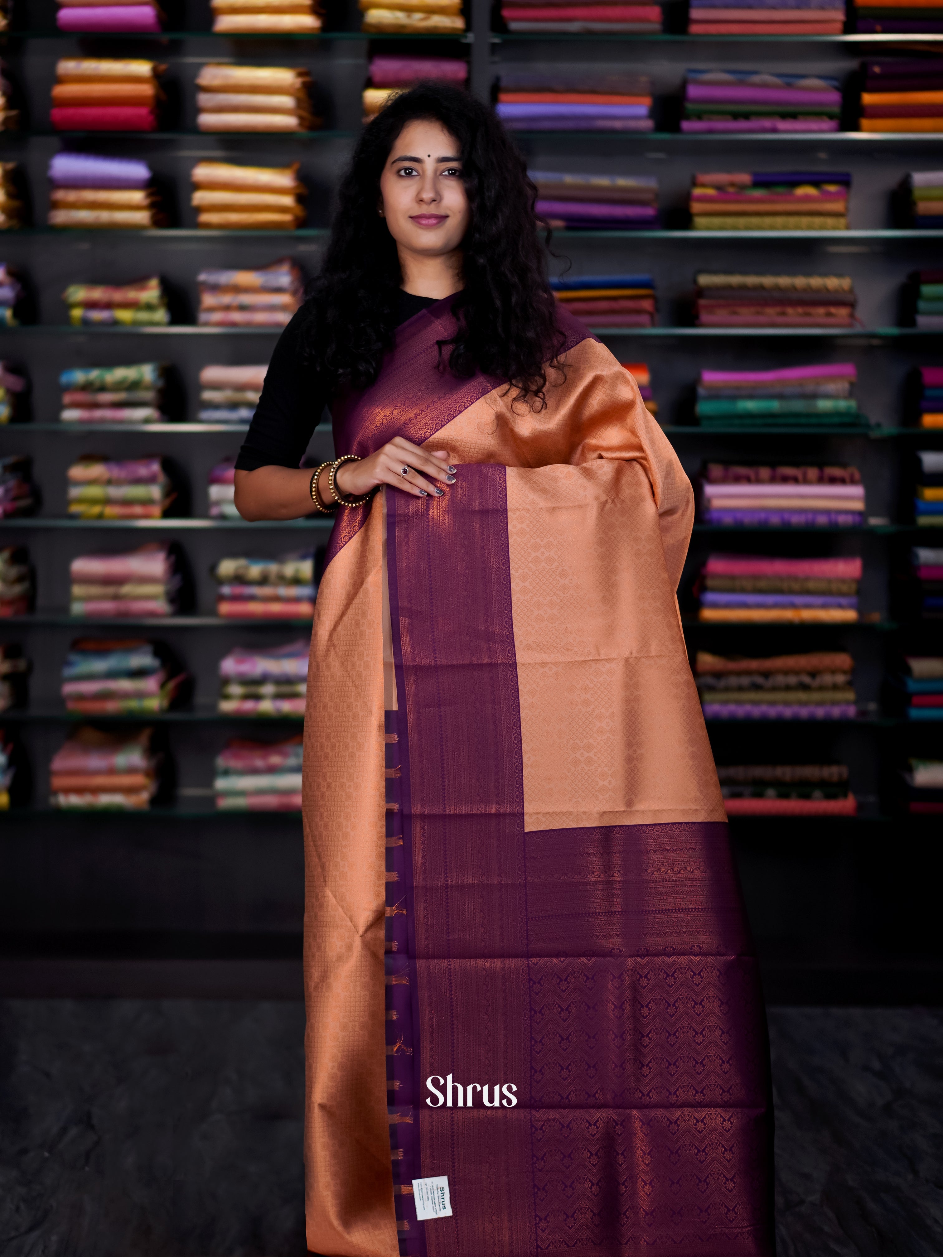 Brown & Purple- Semi Arani Silk Saree - Shop on ShrusEternity.com