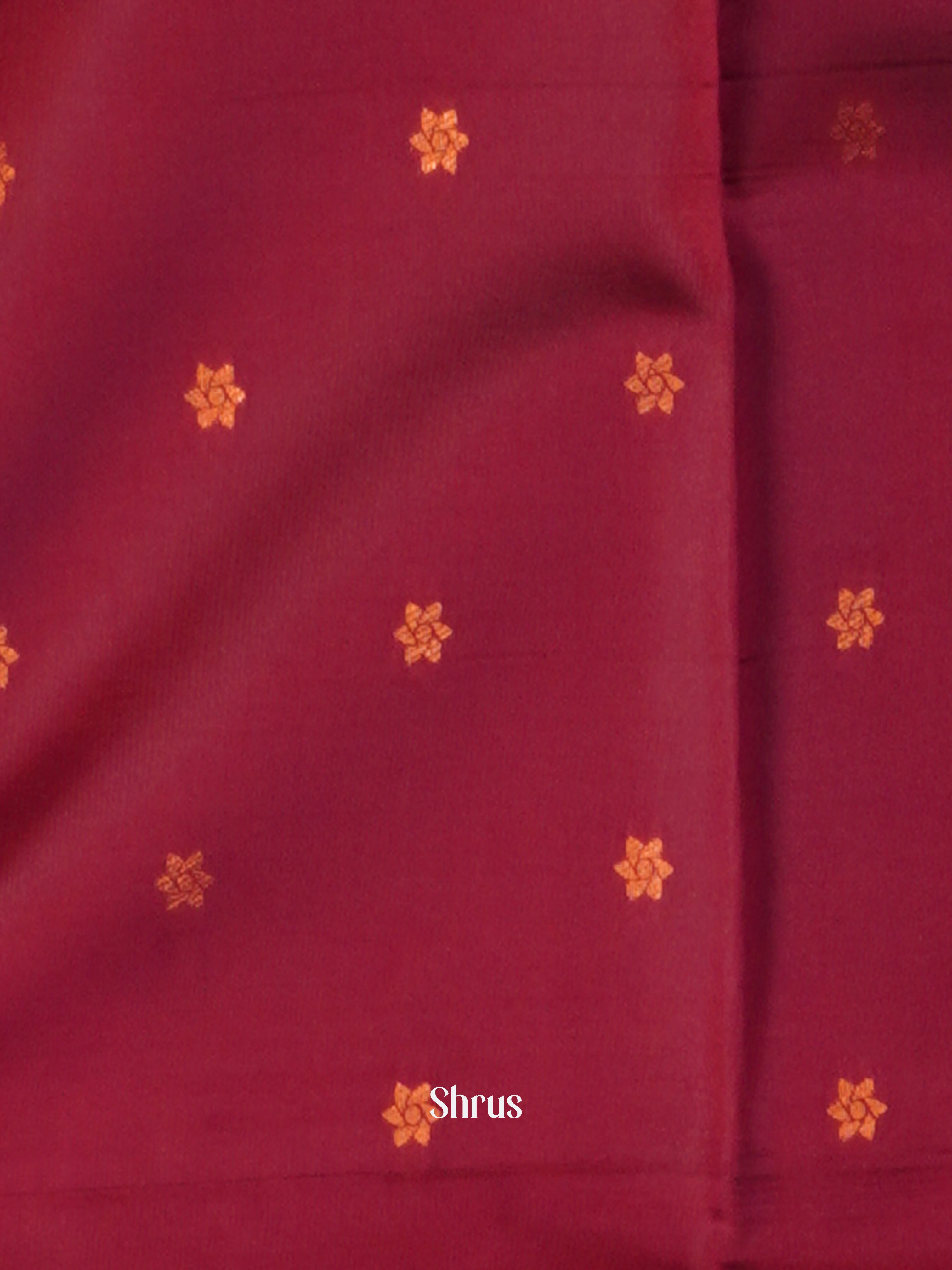 Golden Brown & Maroon - Semi Arani Silk Saree - Shop on ShrusEternity.com