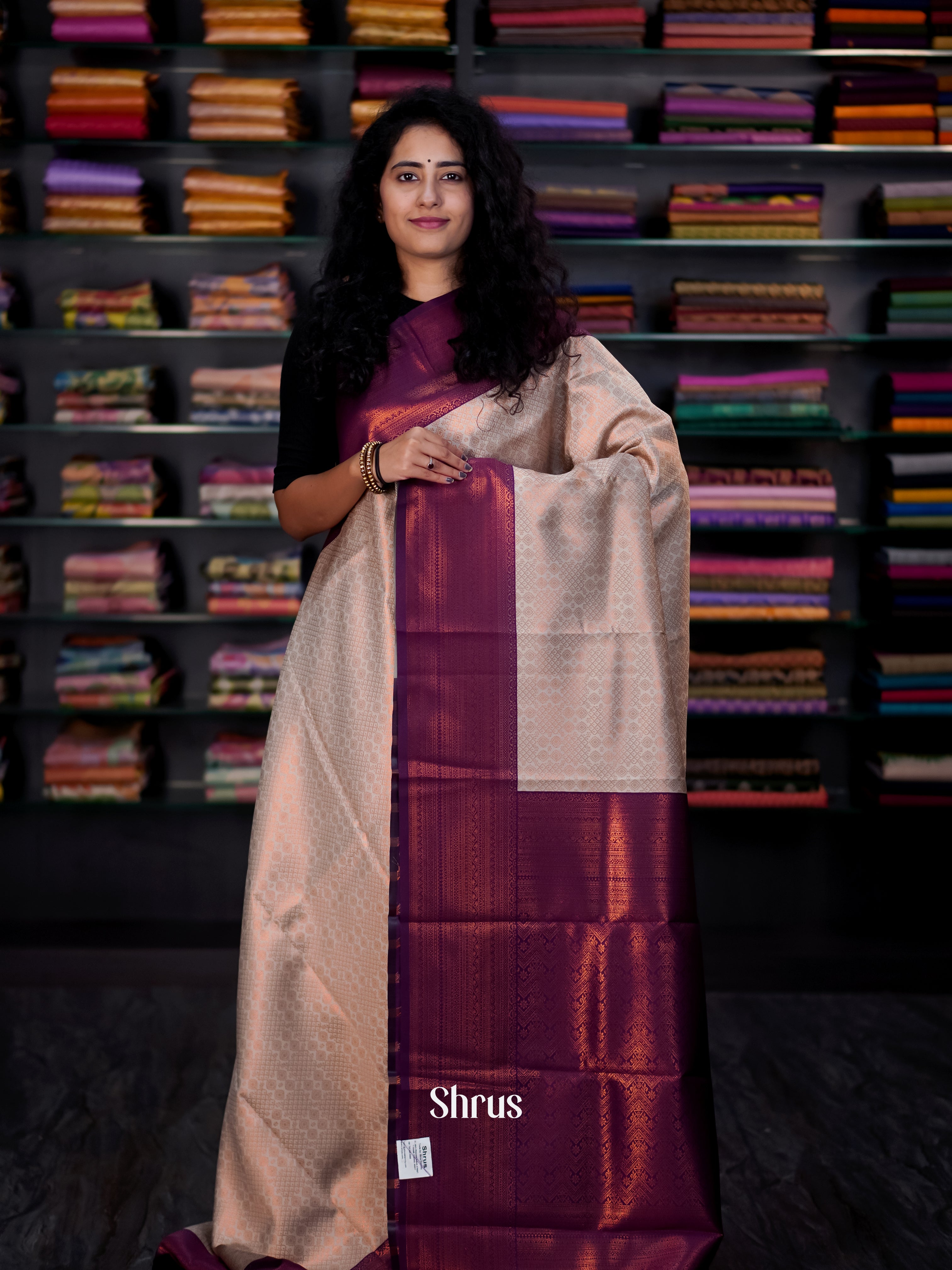 Grey & Purple- Semi Arani Silk Saree - Shop on ShrusEternity.com