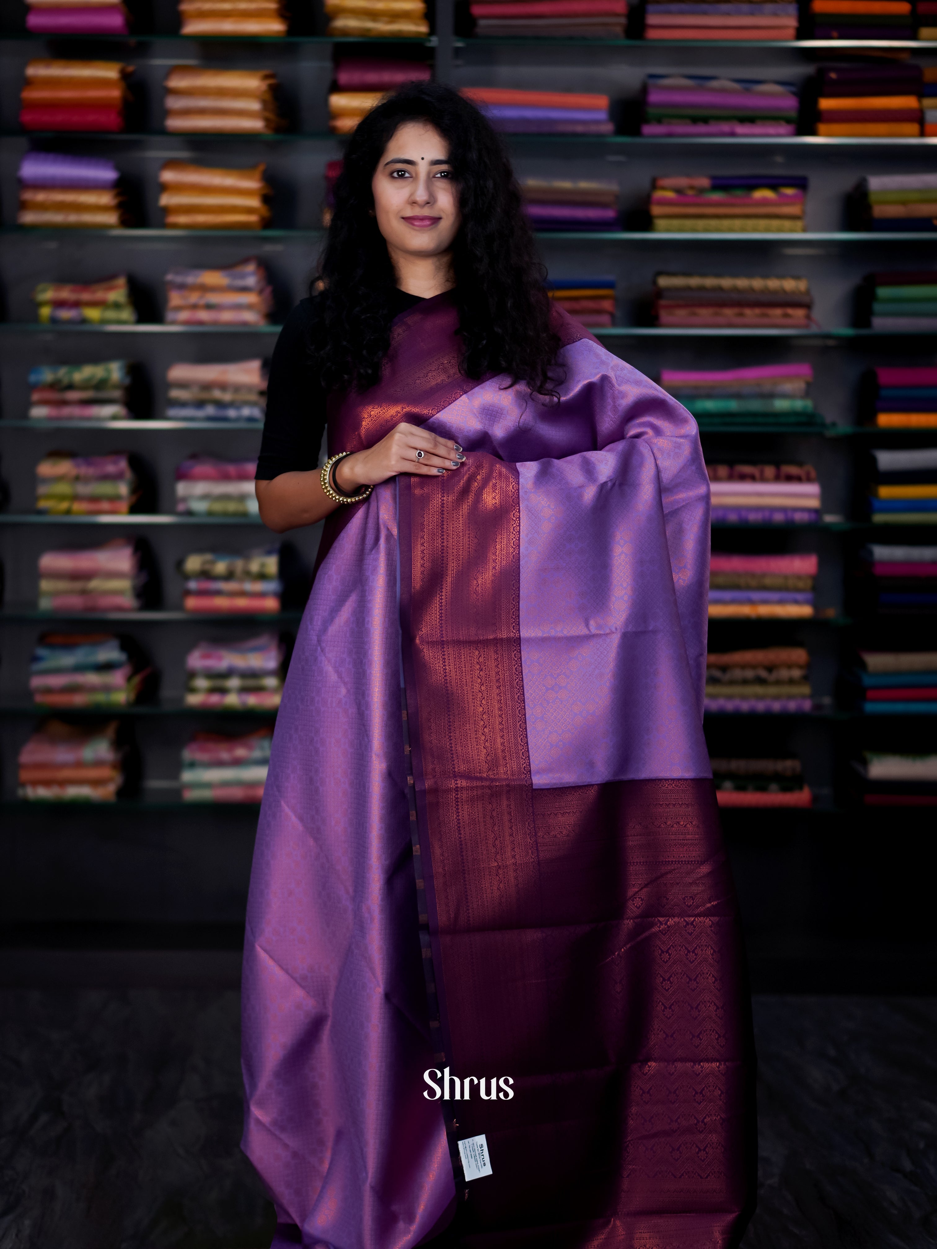 Lavender & Purple- Semi Arani Silk Saree - Shop on ShrusEternity.com
