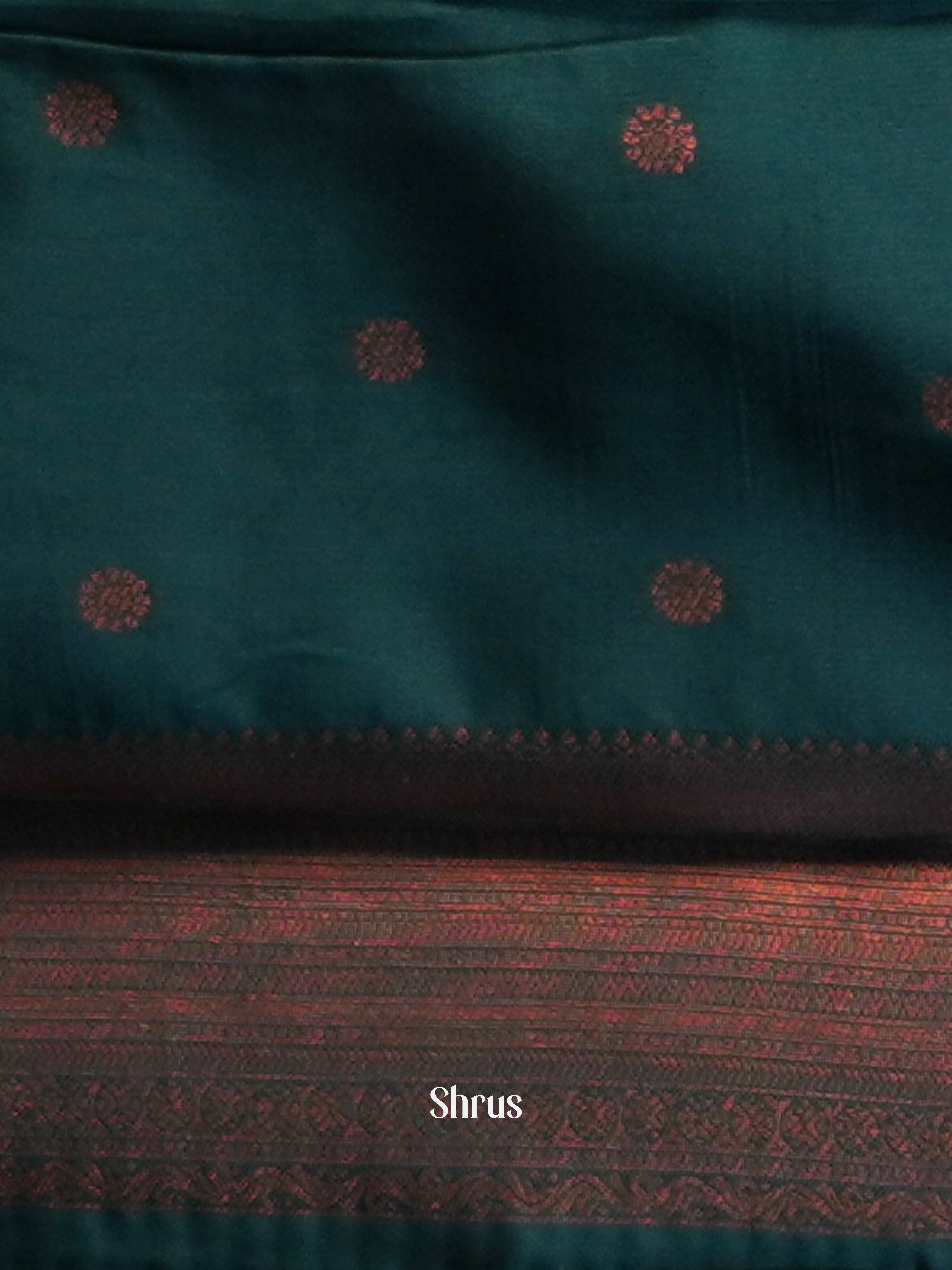 Dusty Pink & Green- Semi Arani Silk Saree - Shop on ShrusEternity.com