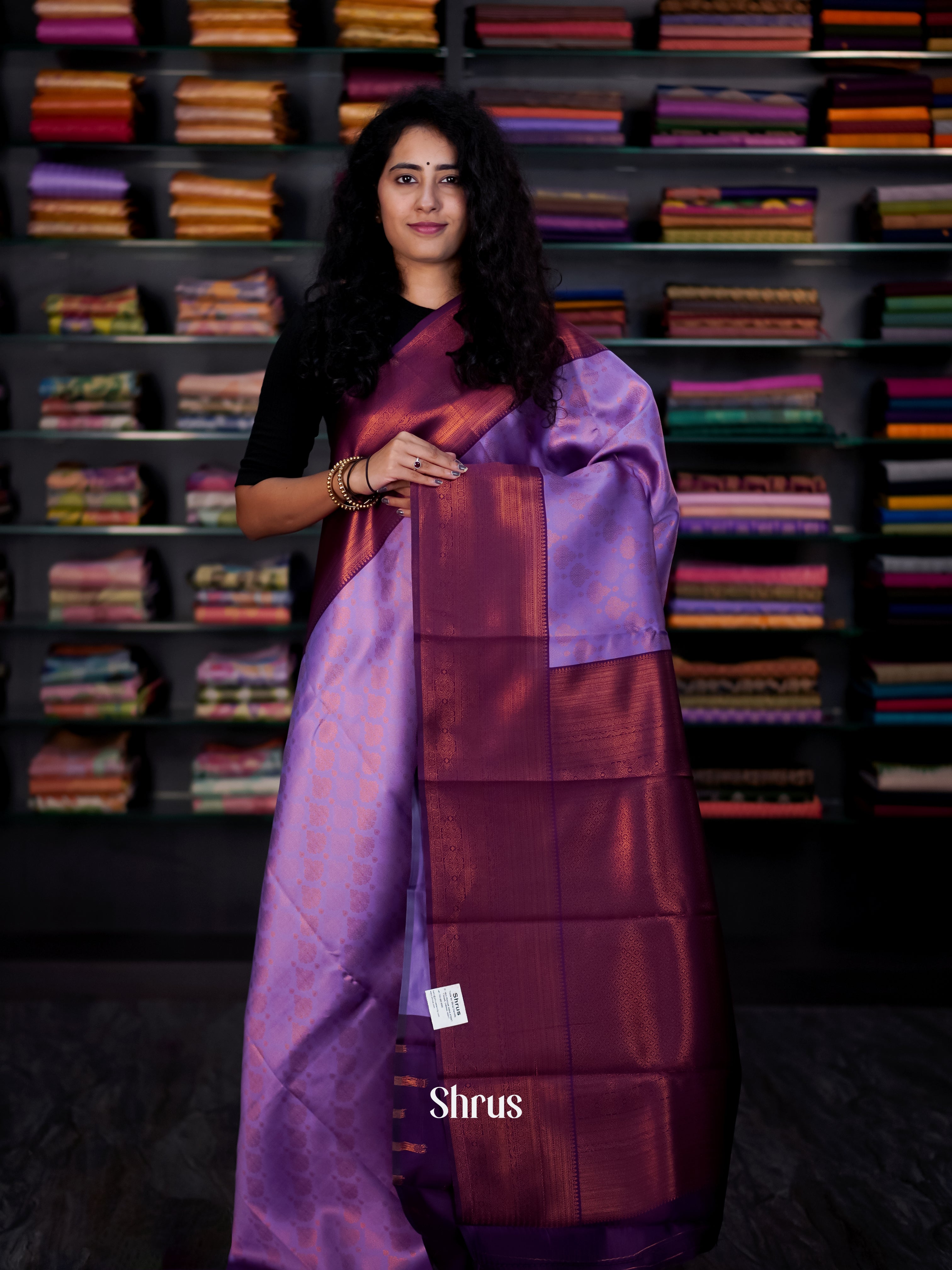Lavender & Purple - Semi Arani Silk Saree - Shop on ShrusEternity.com