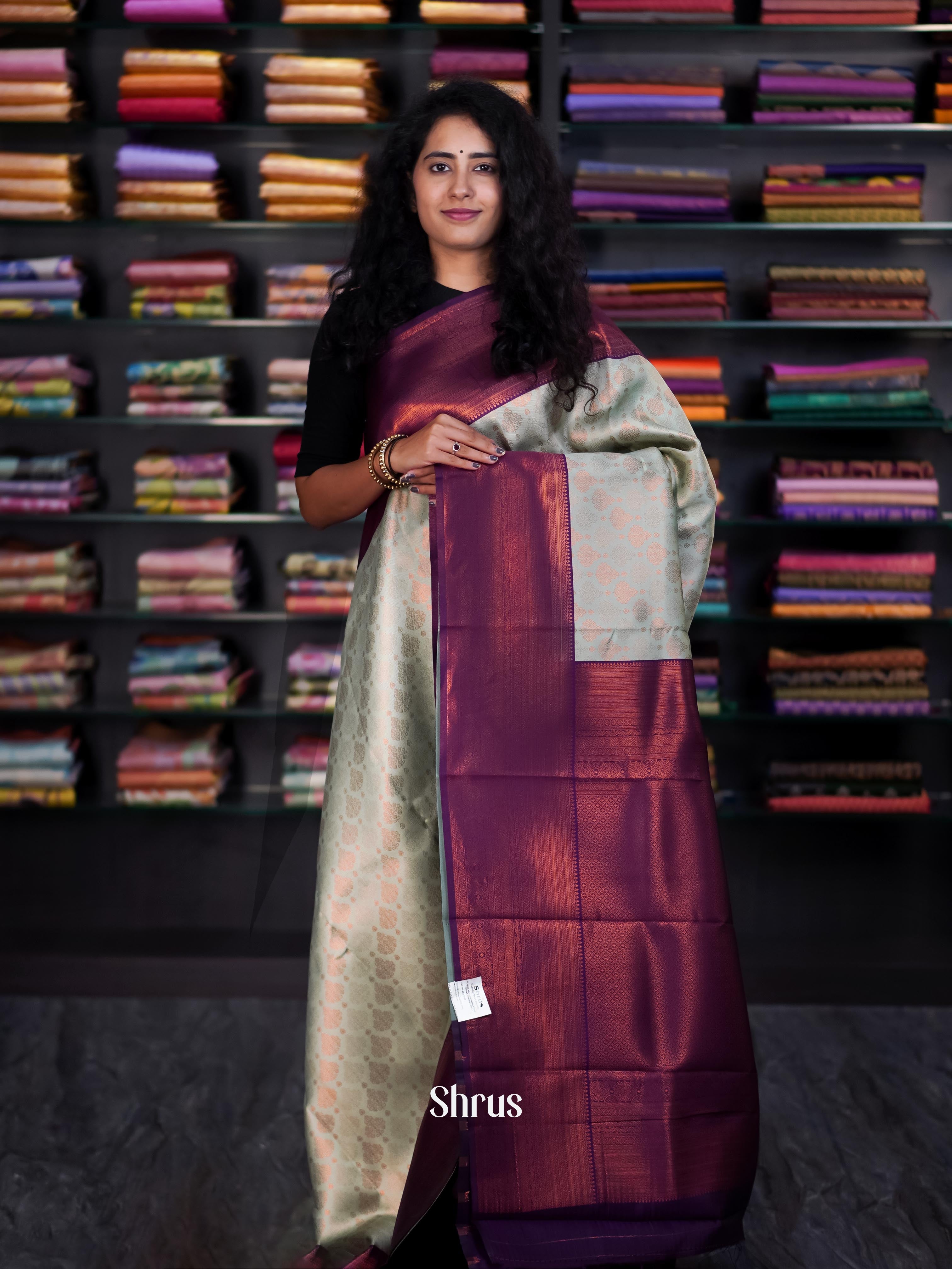 Blue & Purple - Semi Arani Silk Saree - Shop on ShrusEternity.com