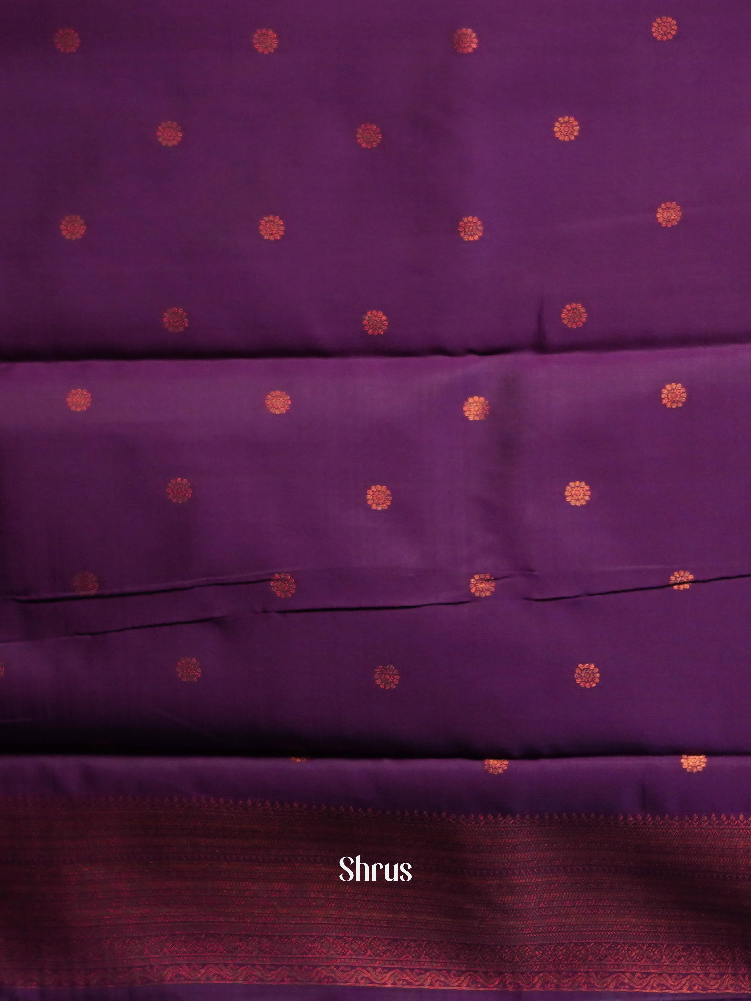 Blue & Purple - Semi Arani Silk Saree - Shop on ShrusEternity.com