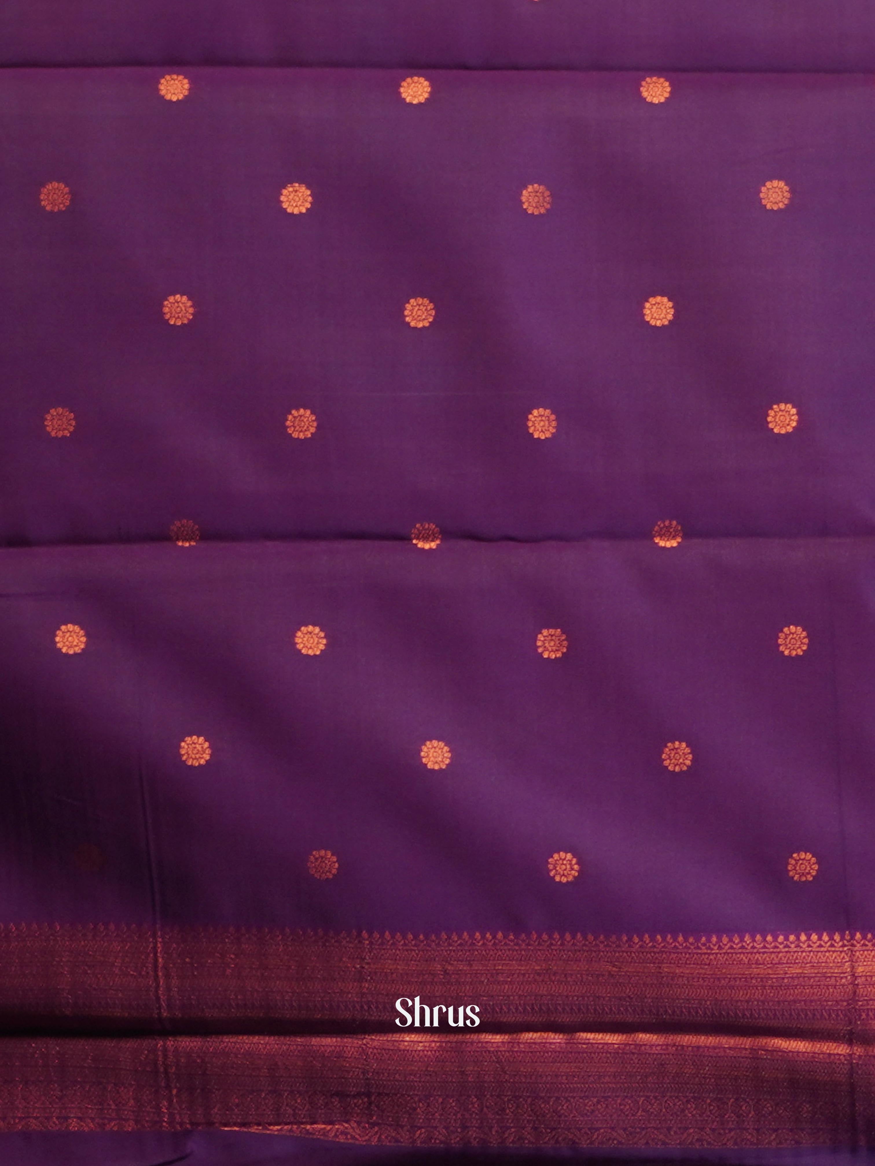 Teal & Purple - Semi Arani Silk Saree - Shop on ShrusEternity.com