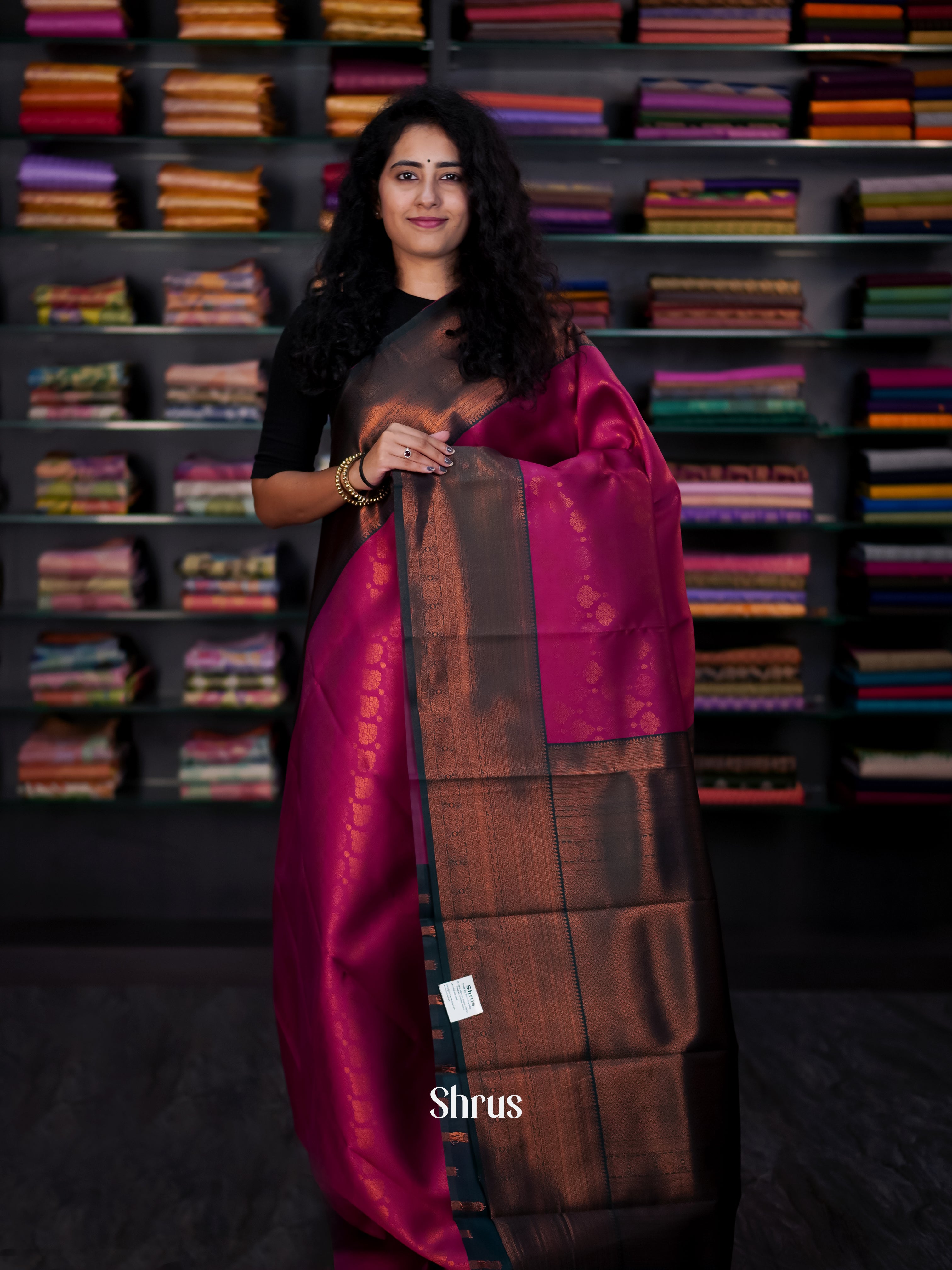 Purple & Green - Semi Arani Silk Saree - Shop on ShrusEternity.com