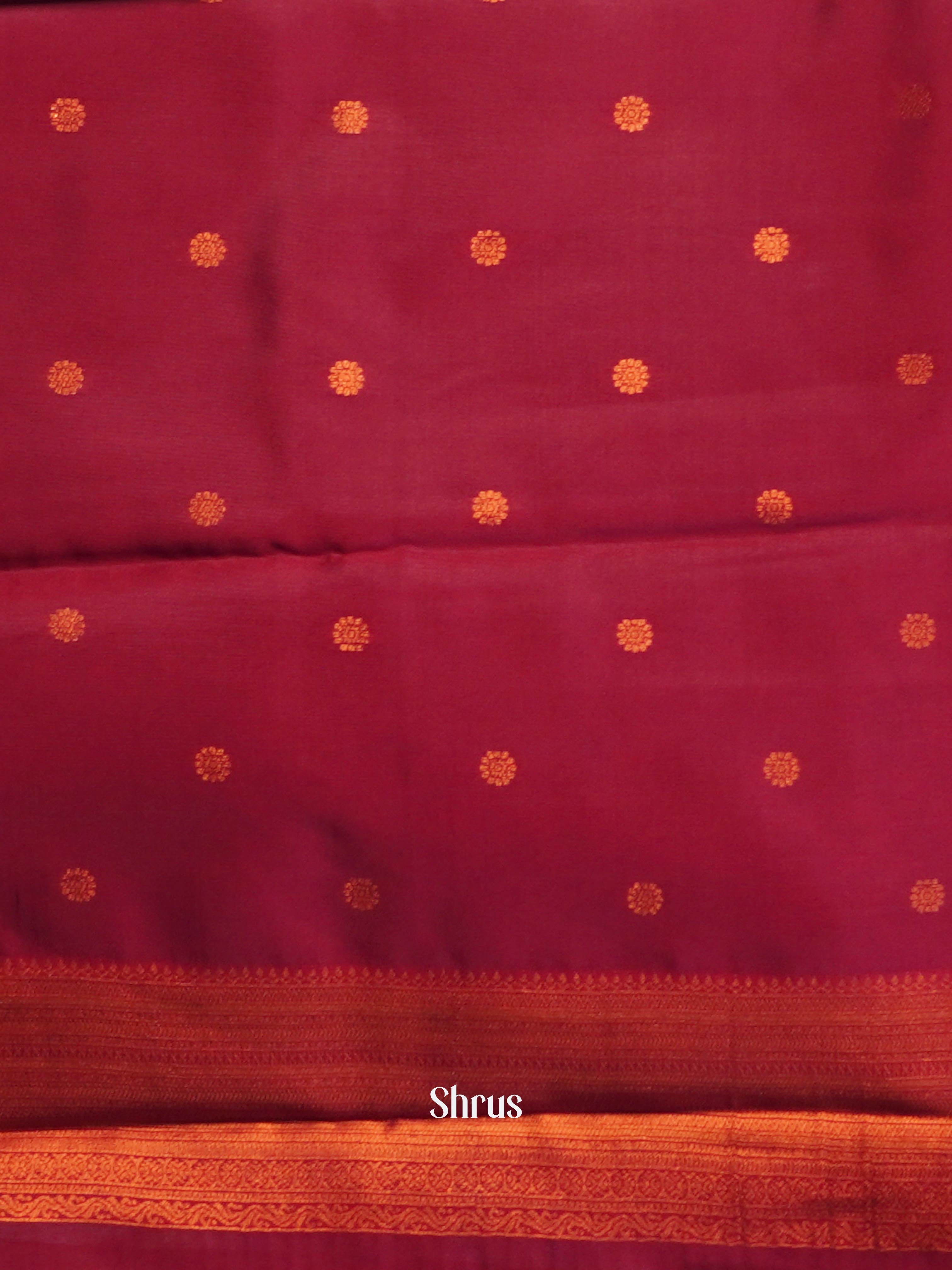 Beige & Maroon - Semi Arani Silk Saree - Shop on ShrusEternity.com