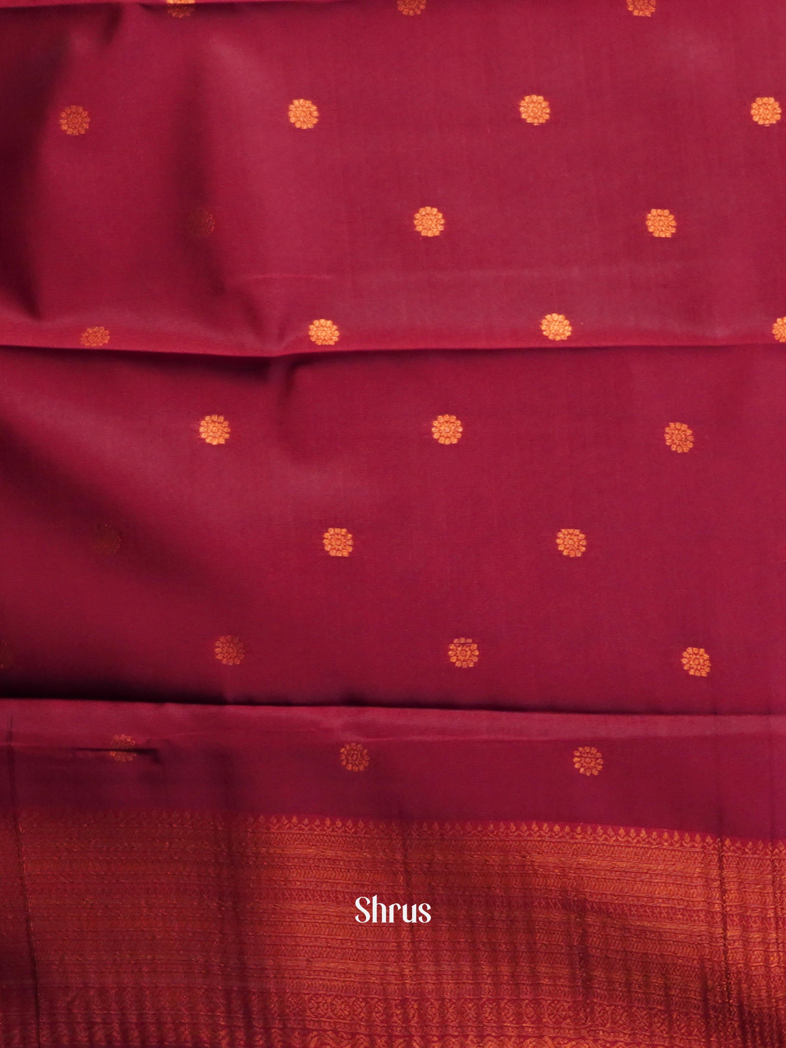 Beige & Maroon - Semi Arani Silk Saree - Shop on ShrusEternity.com
