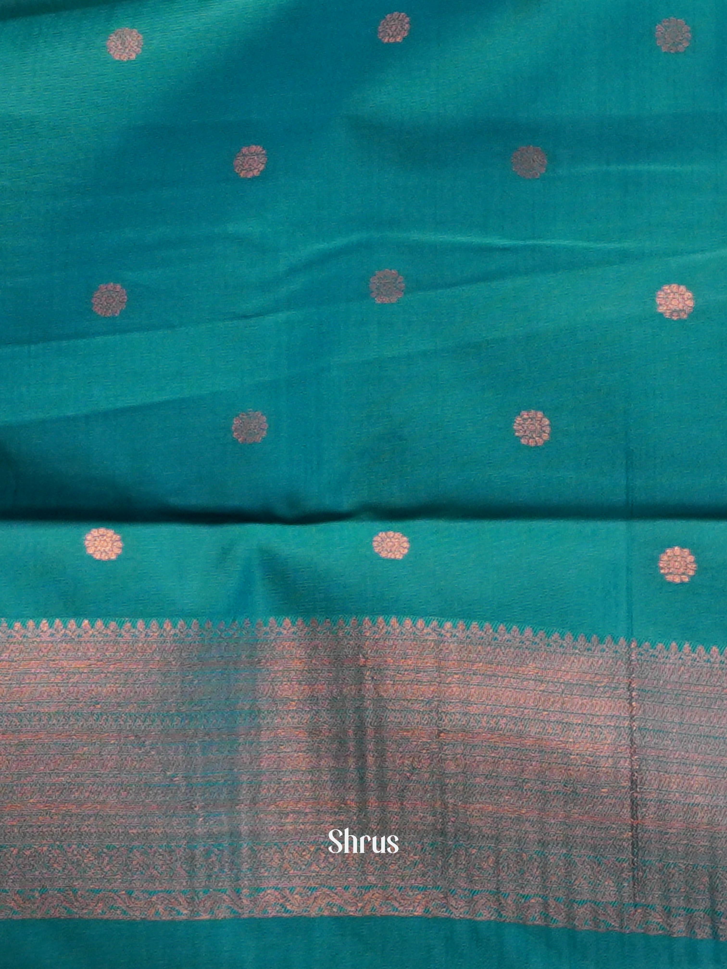 Blue & Teal - Semi Arani Silk Saree - Shop on ShrusEternity.com