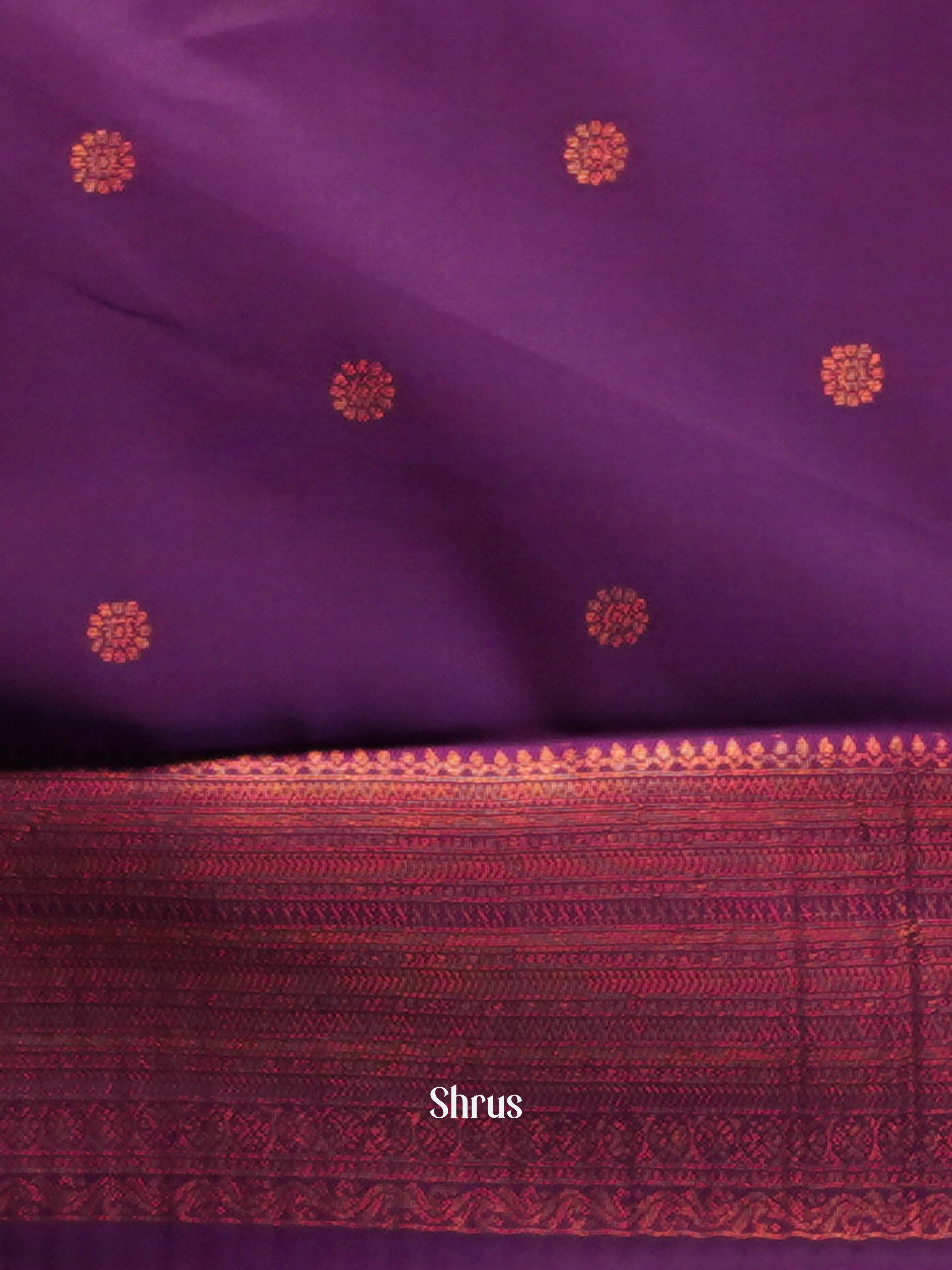Blue & Purple - Semi Arani Silk Saree - Shop on ShrusEternity.com