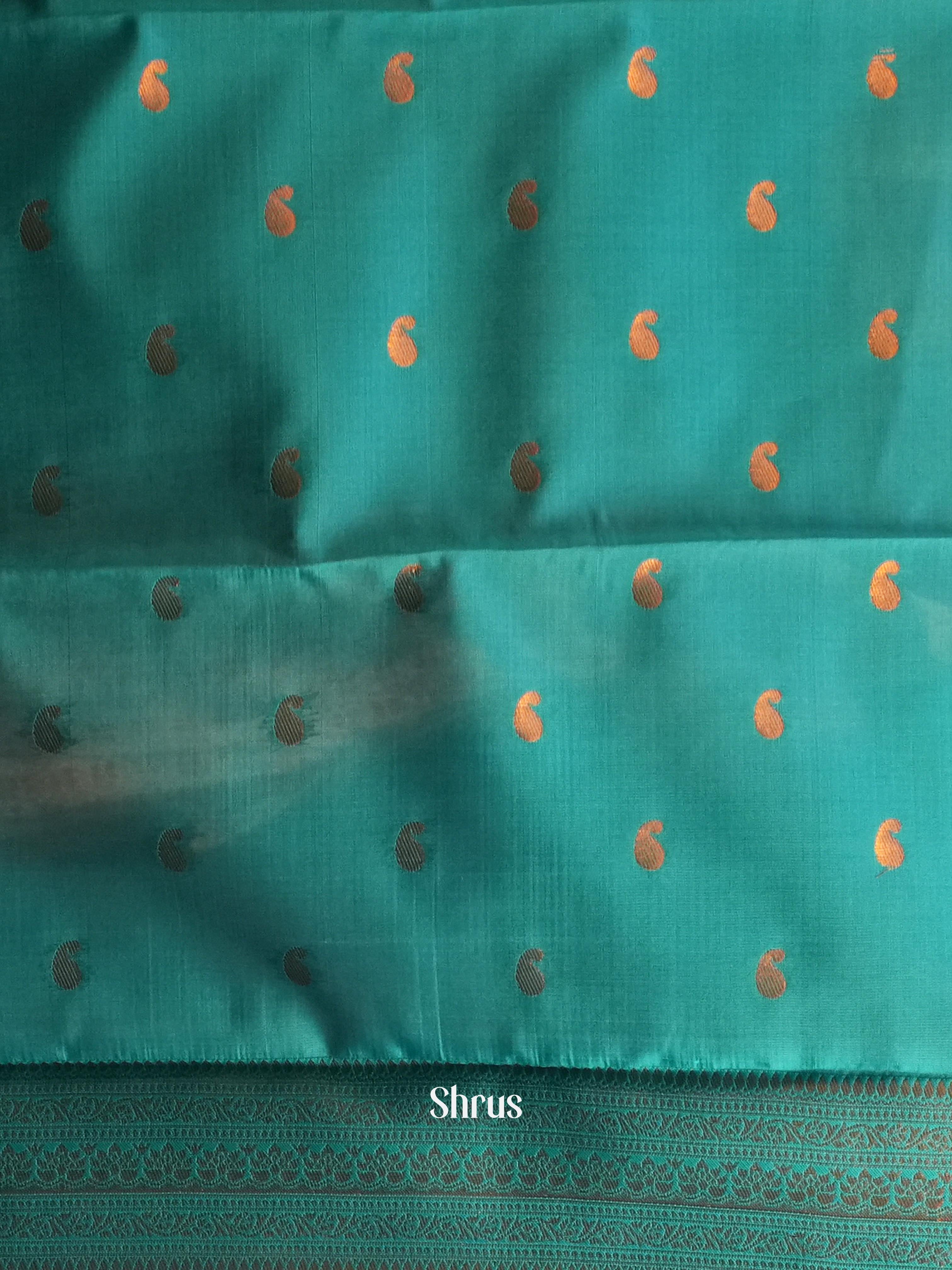 Blue & Teal - Semi Arani Silk Saree - Shop on ShrusEternity.com