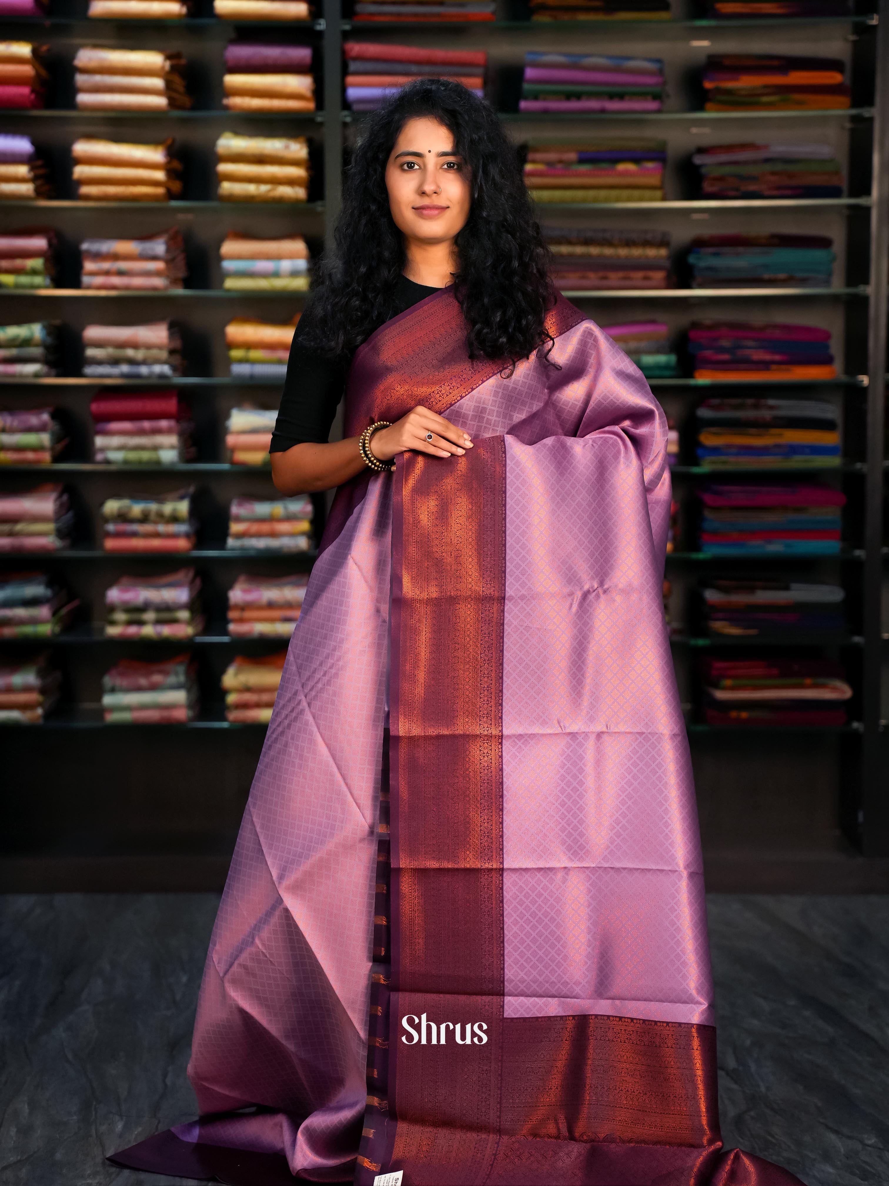 Lavender & Purple - Semi Arani Silk Saree - Shop on ShrusEternity.com