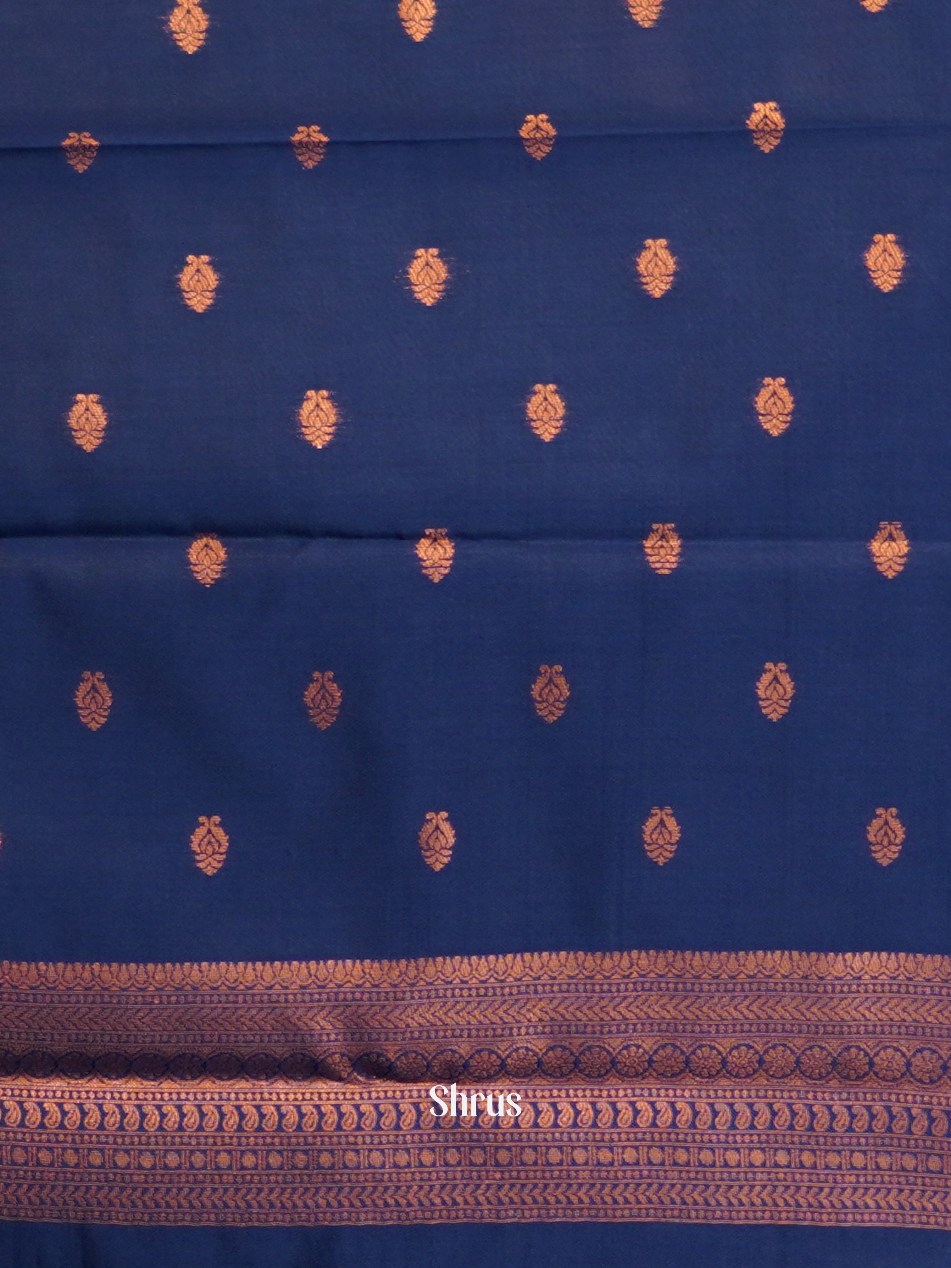 Grey & Blue - Semi Arani Silk Saree - Shop on ShrusEternity.com