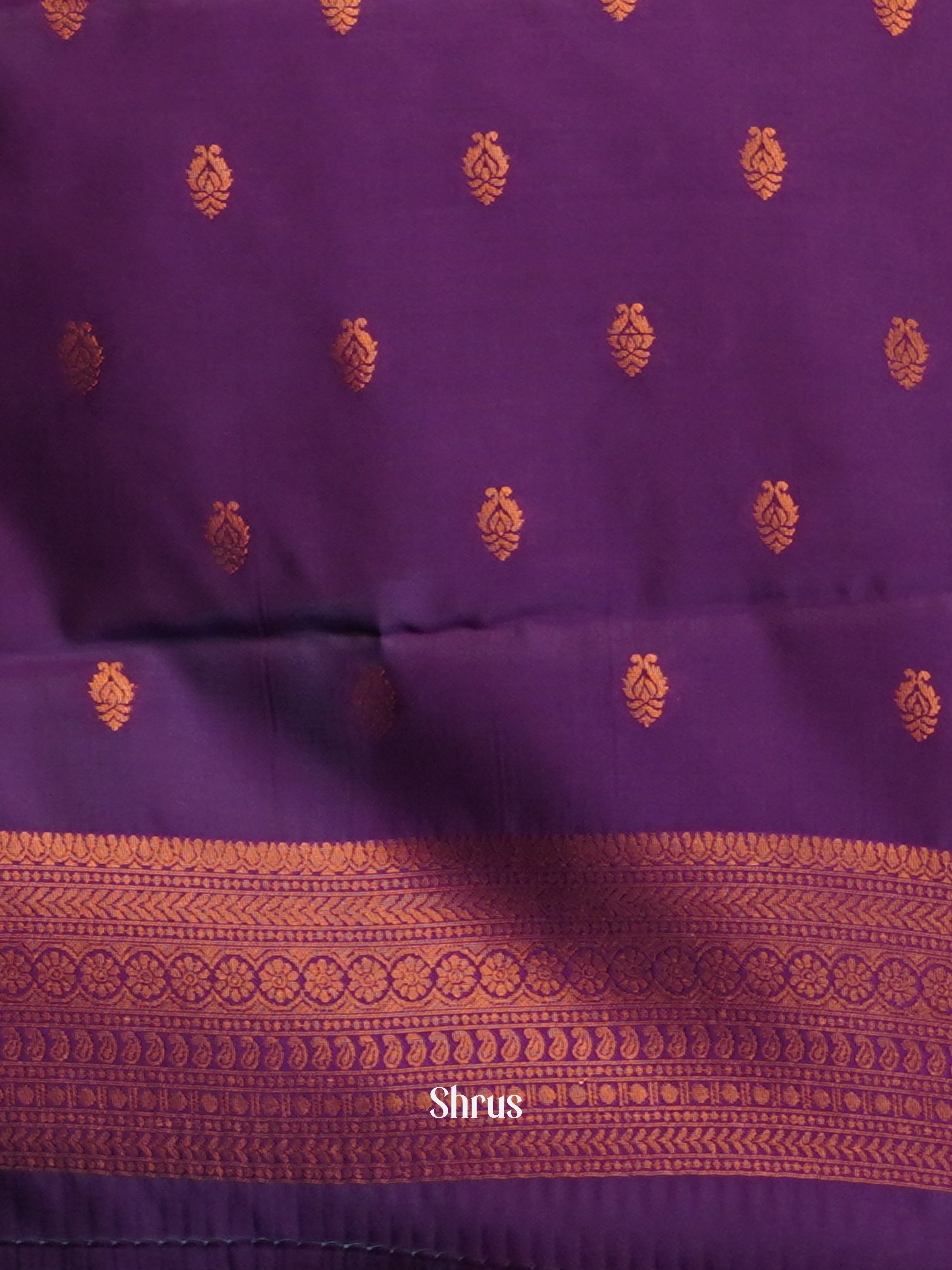 Blue & Purple - Semi Arani Silk Saree - Shop on ShrusEternity.com