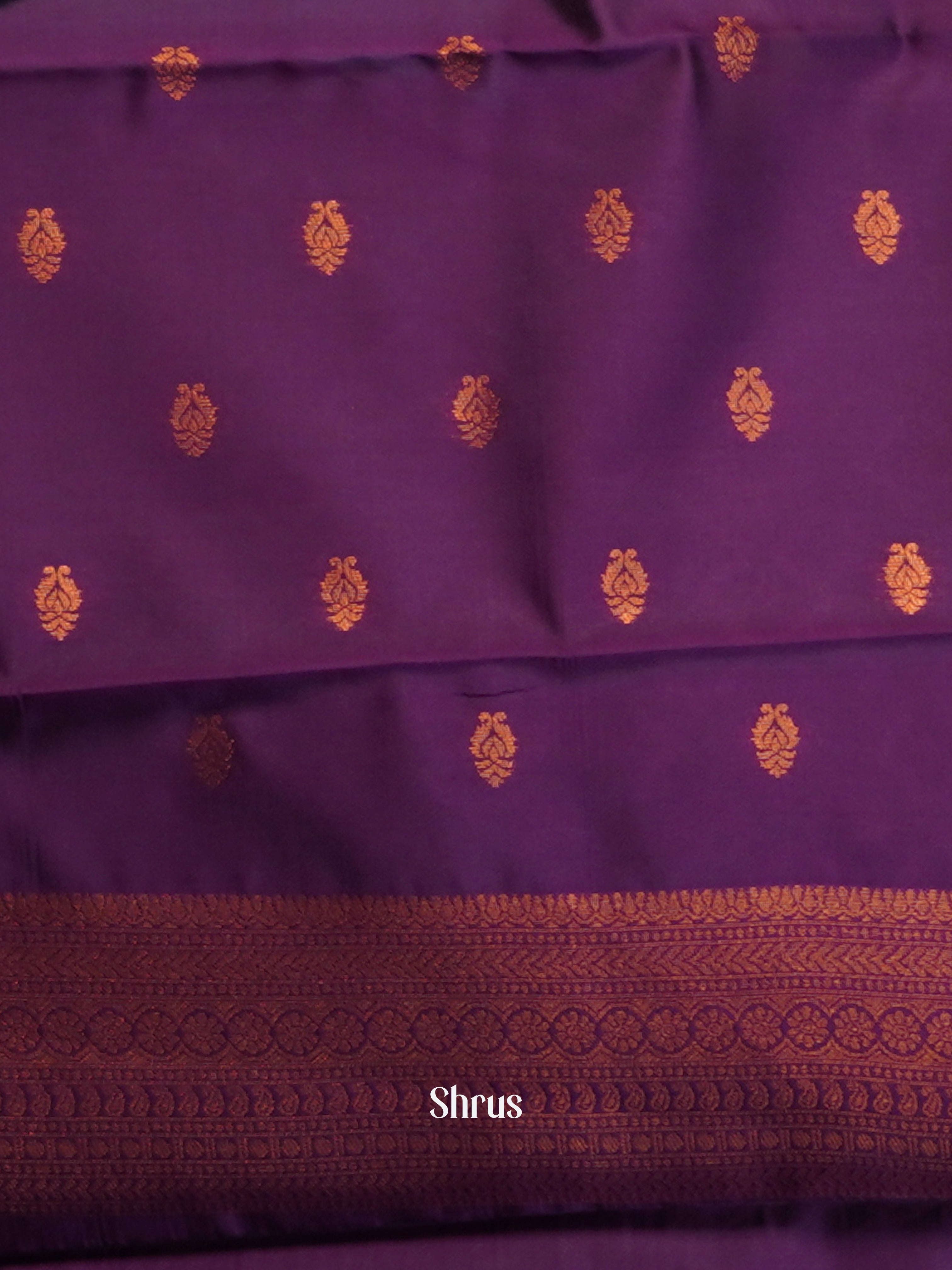 Grey & Purple - Semi Arani Silk Saree - Shop on ShrusEternity.com