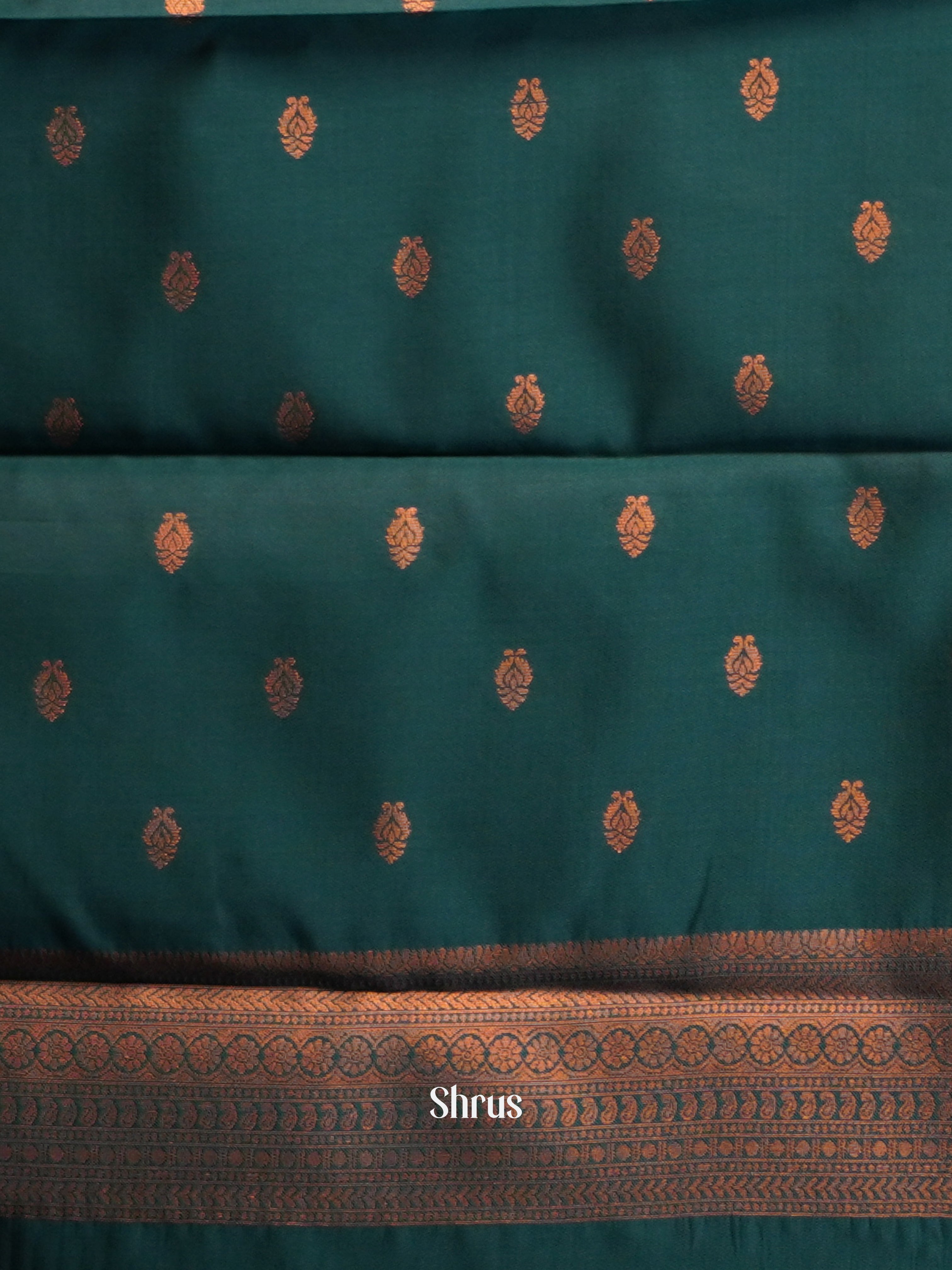 Orange & Green - Semi Arani Silk Saree - Shop on ShrusEternity.com