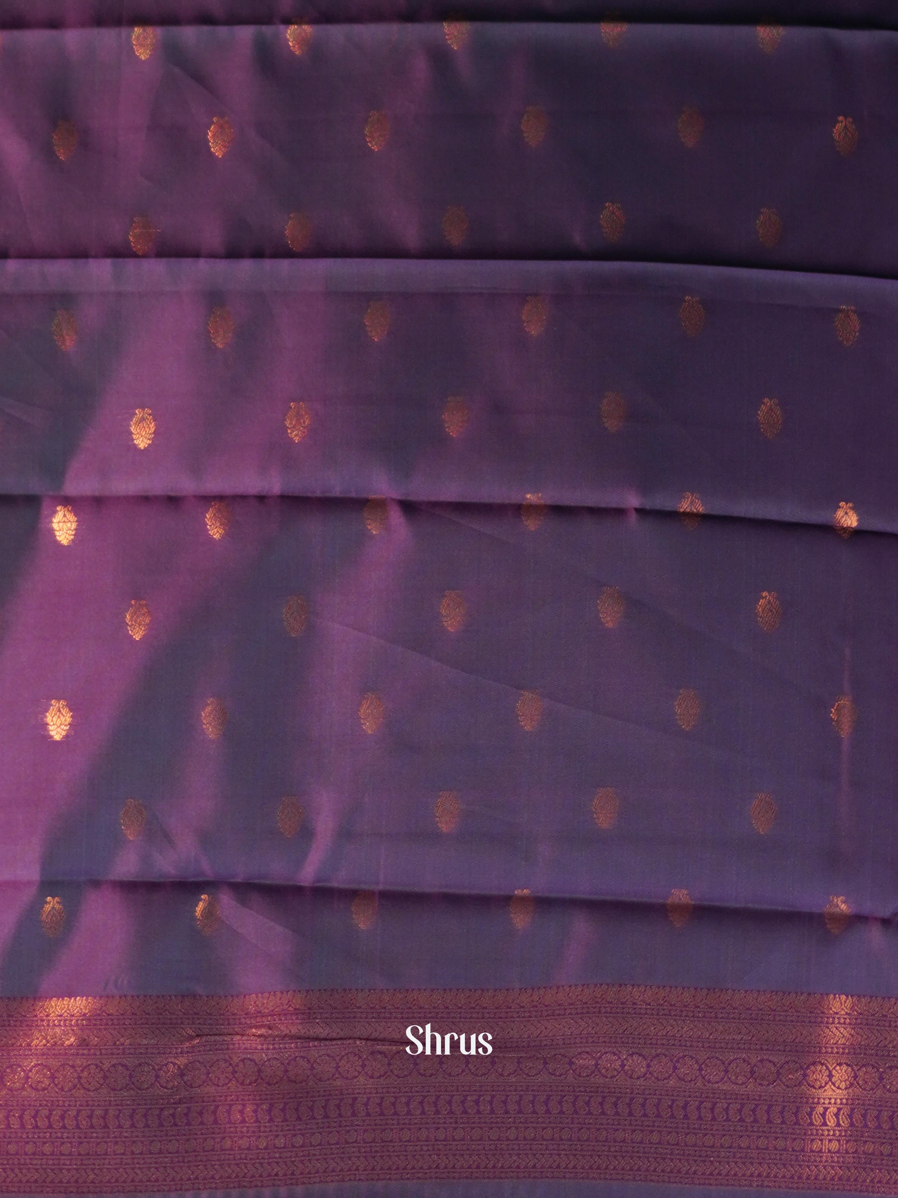 Teal & Purple - Semi Arani Silk Saree - Shop on ShrusEternity.com