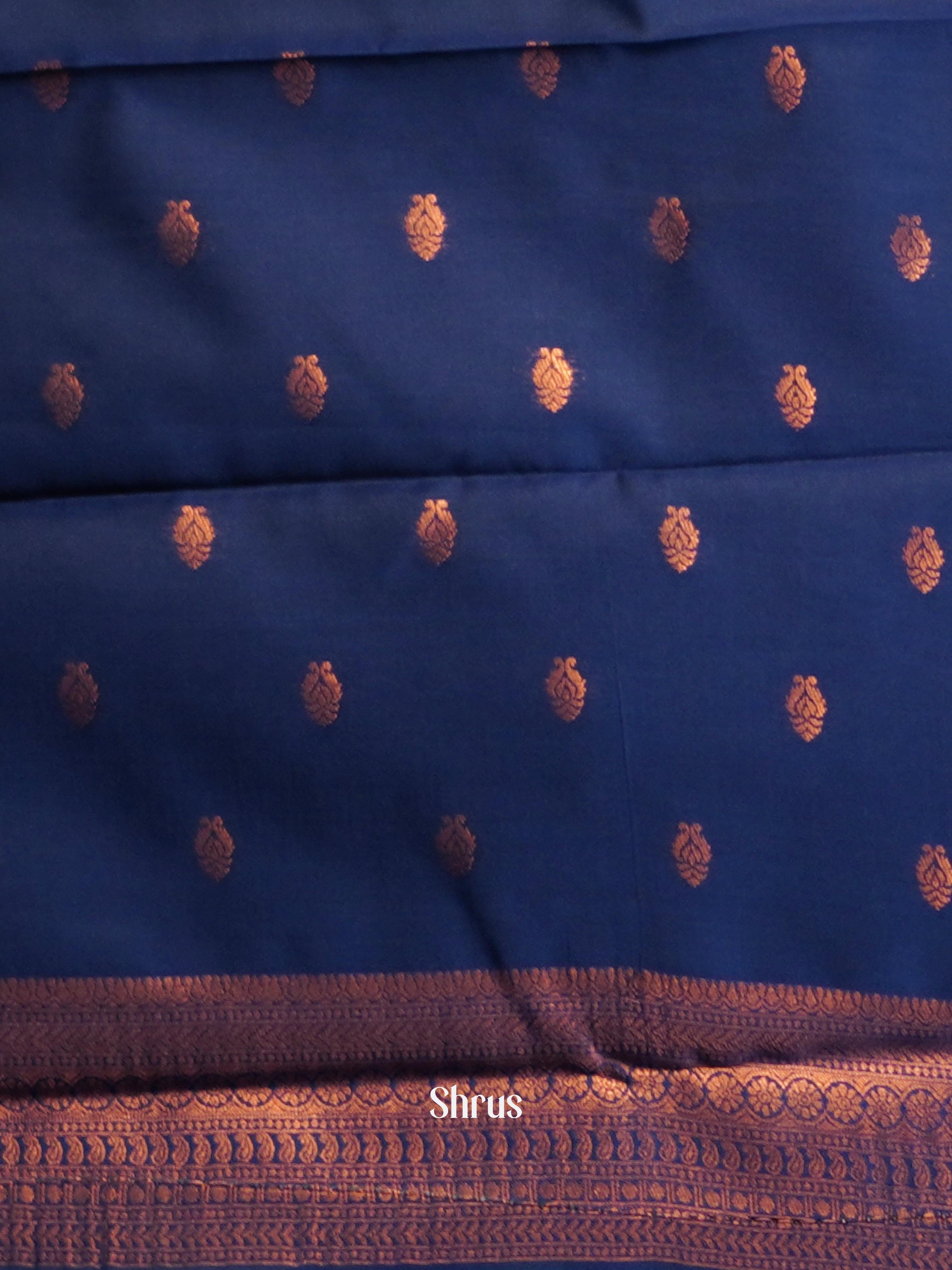 Lite Blue & Blue- Semi Arani Silk Saree - Shop on ShrusEternity.com