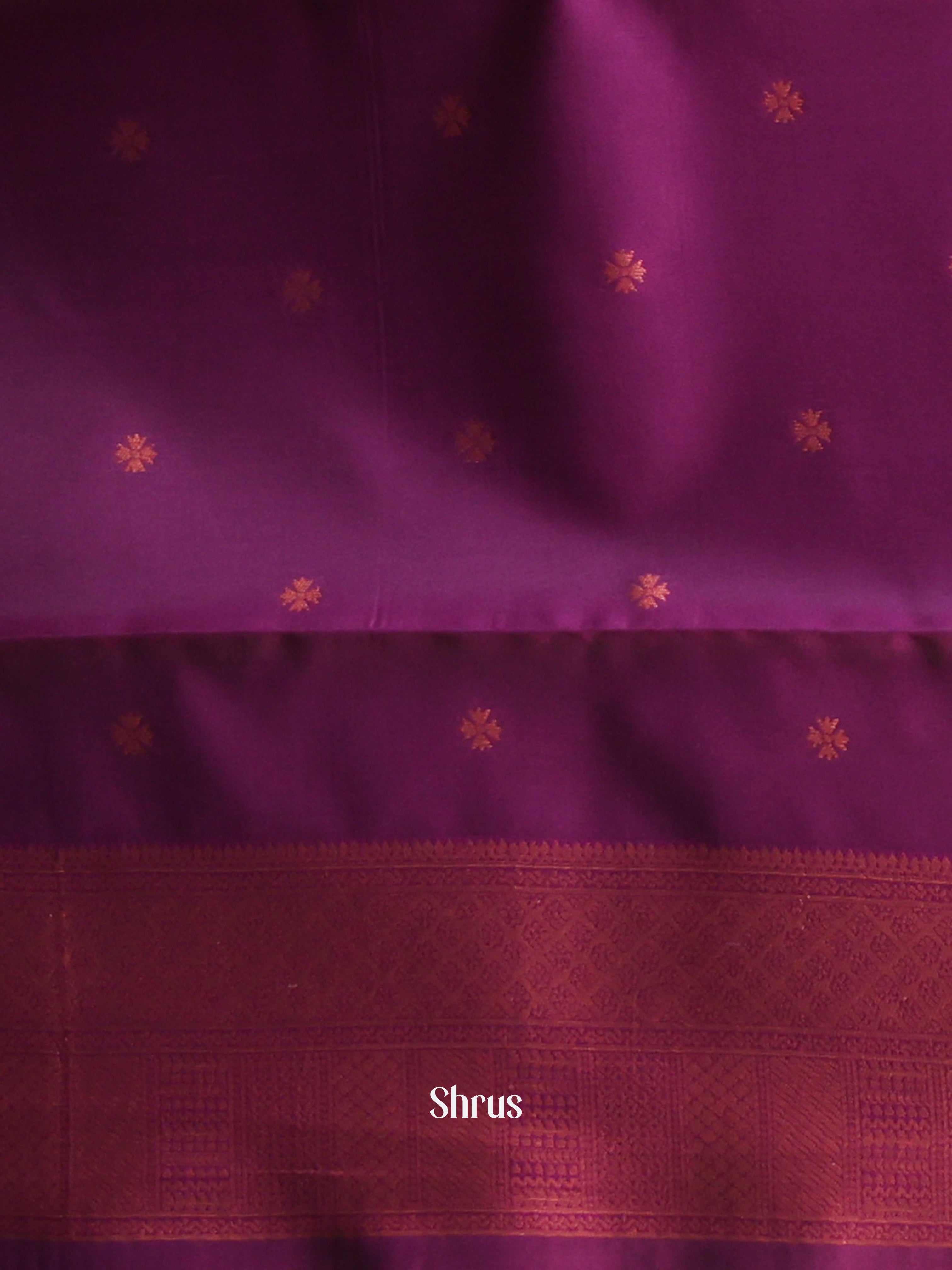 Peachish Pink & Purple- Semi Arani Silk Saree - Shop on ShrusEternity.com