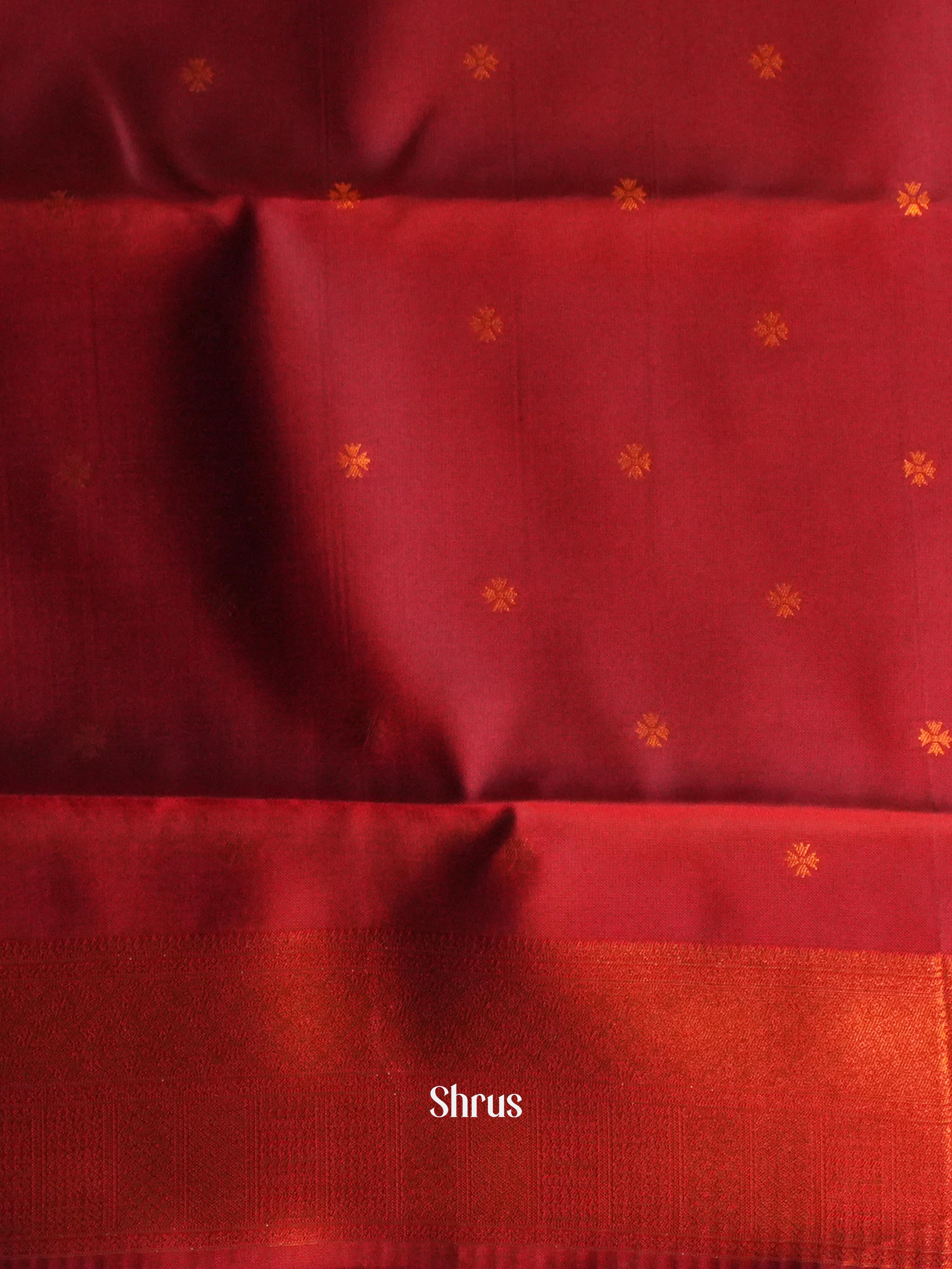 Beige & Maroon- Semi Arani Silk Saree - Shop on ShrusEternity.com