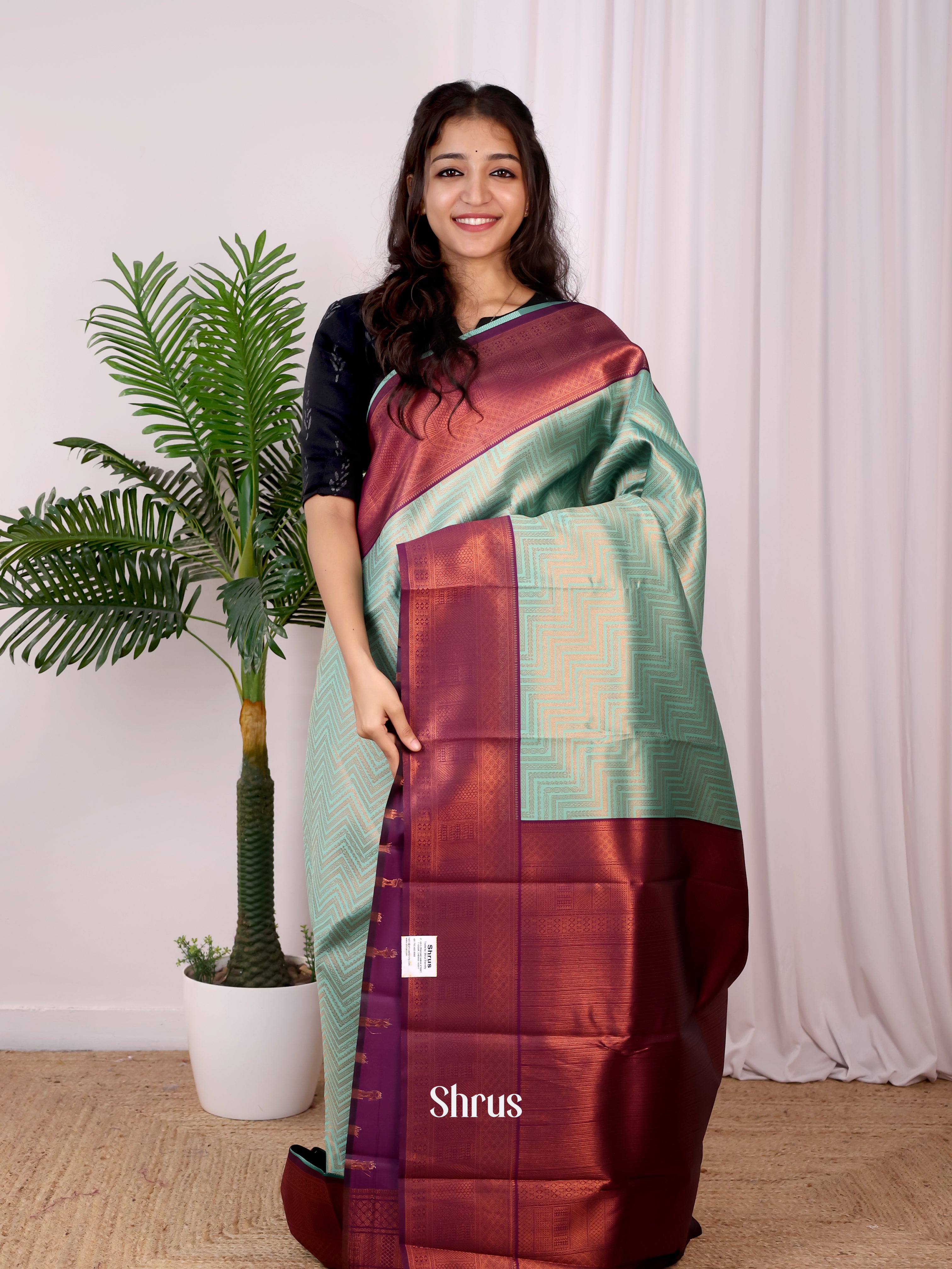 Green & Purple - Semi Arani Silk Saree - Shop on ShrusEternity.com