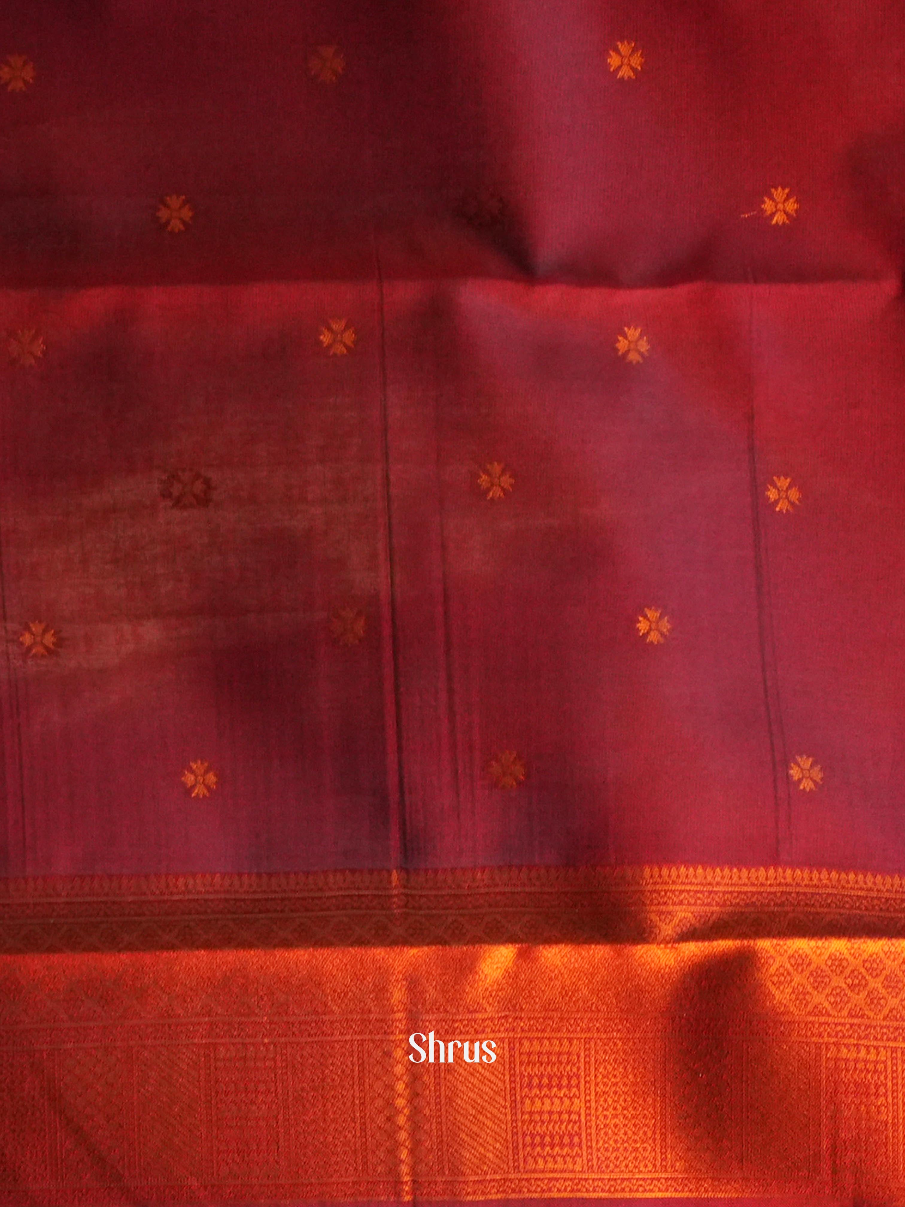Green & Maroon - Semi Arani Silk Saree - Shop on ShrusEternity.com