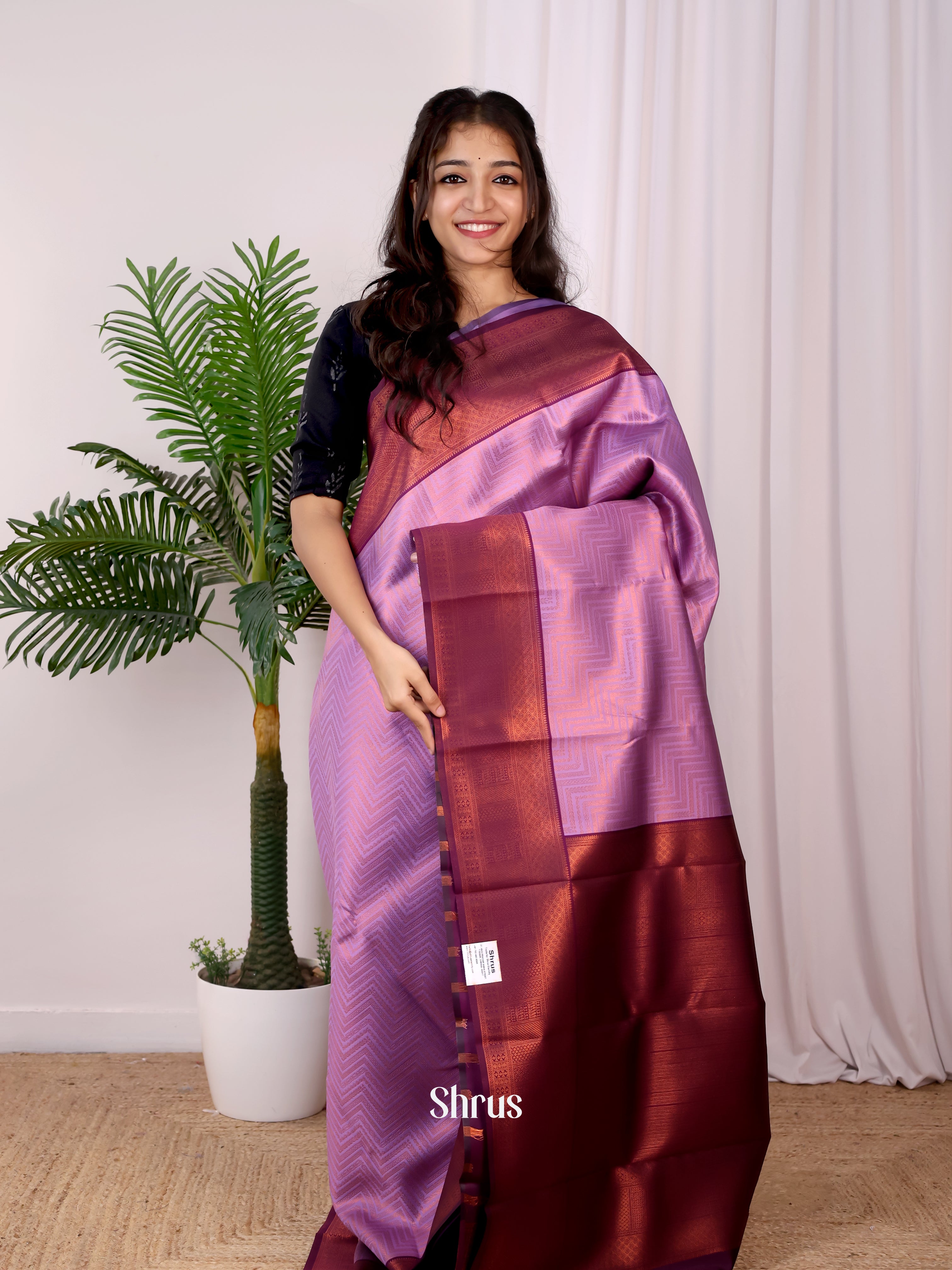 Lavender & Purple- Semi Arani Silk Saree - Shop on ShrusEternity.com
