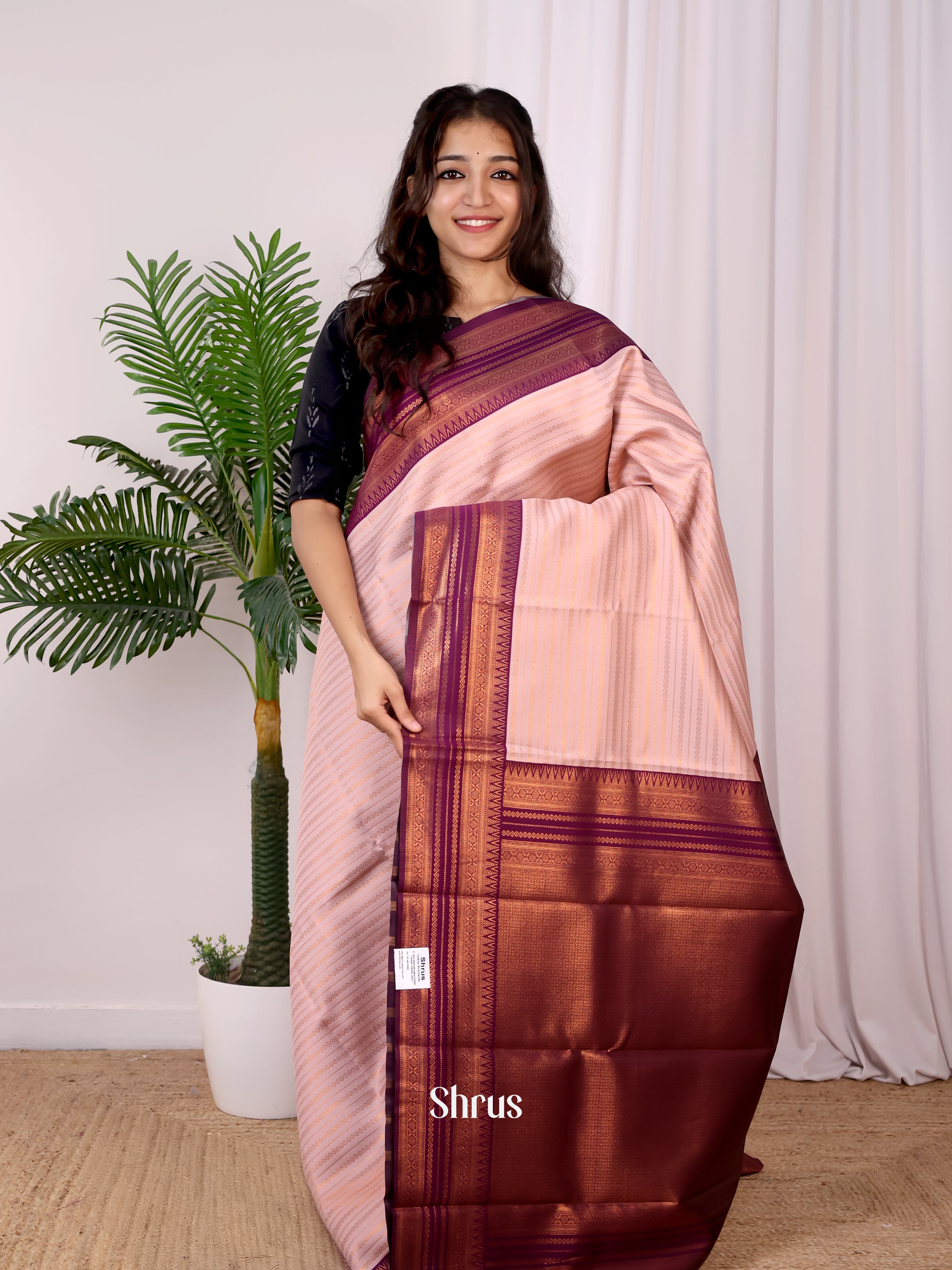 Pink & Purple - Semi Arani Silk Saree - Shop on ShrusEternity.com