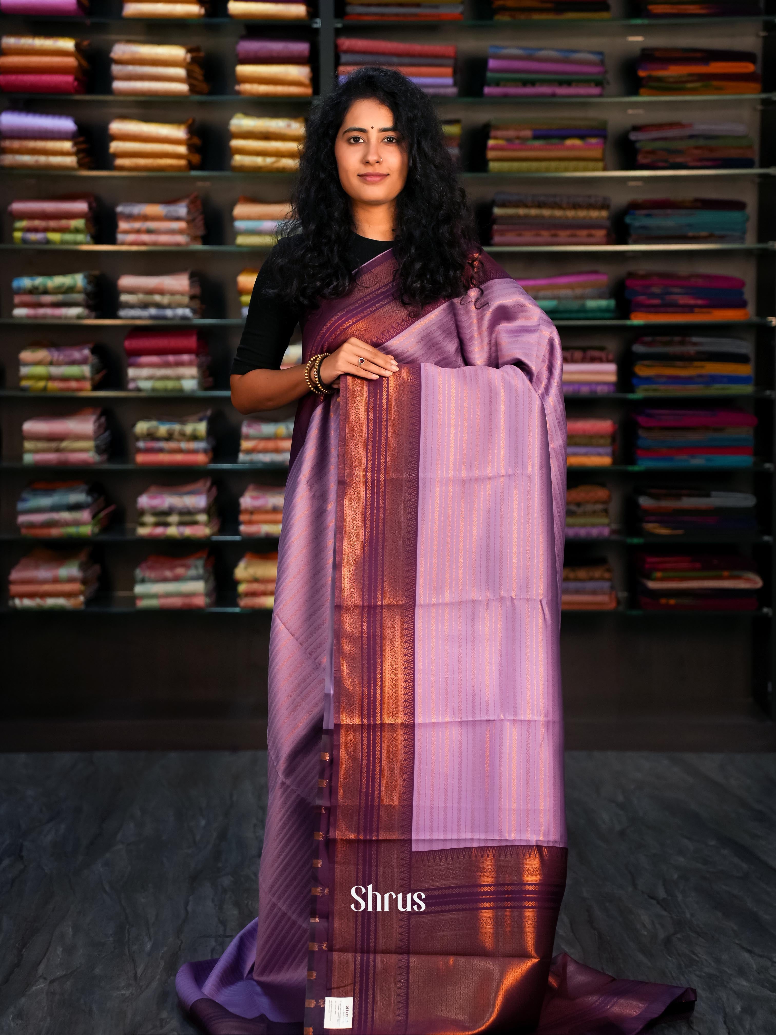 Lavender & Purple- Semi Arani Silk Saree - Shop on ShrusEternity.com