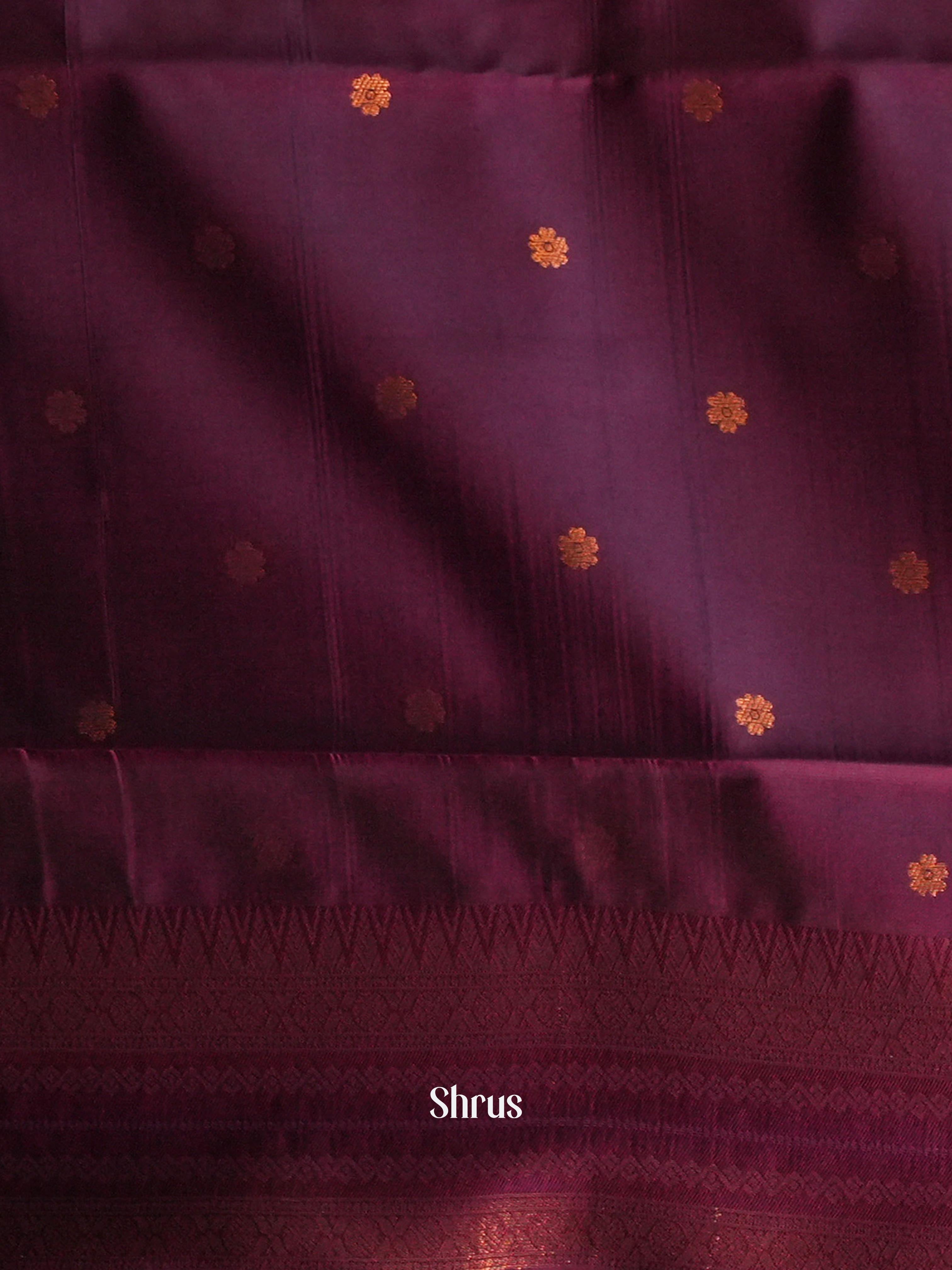 Cream & Purple - Semi Arani Silk Saree - Shop on ShrusEternity.com