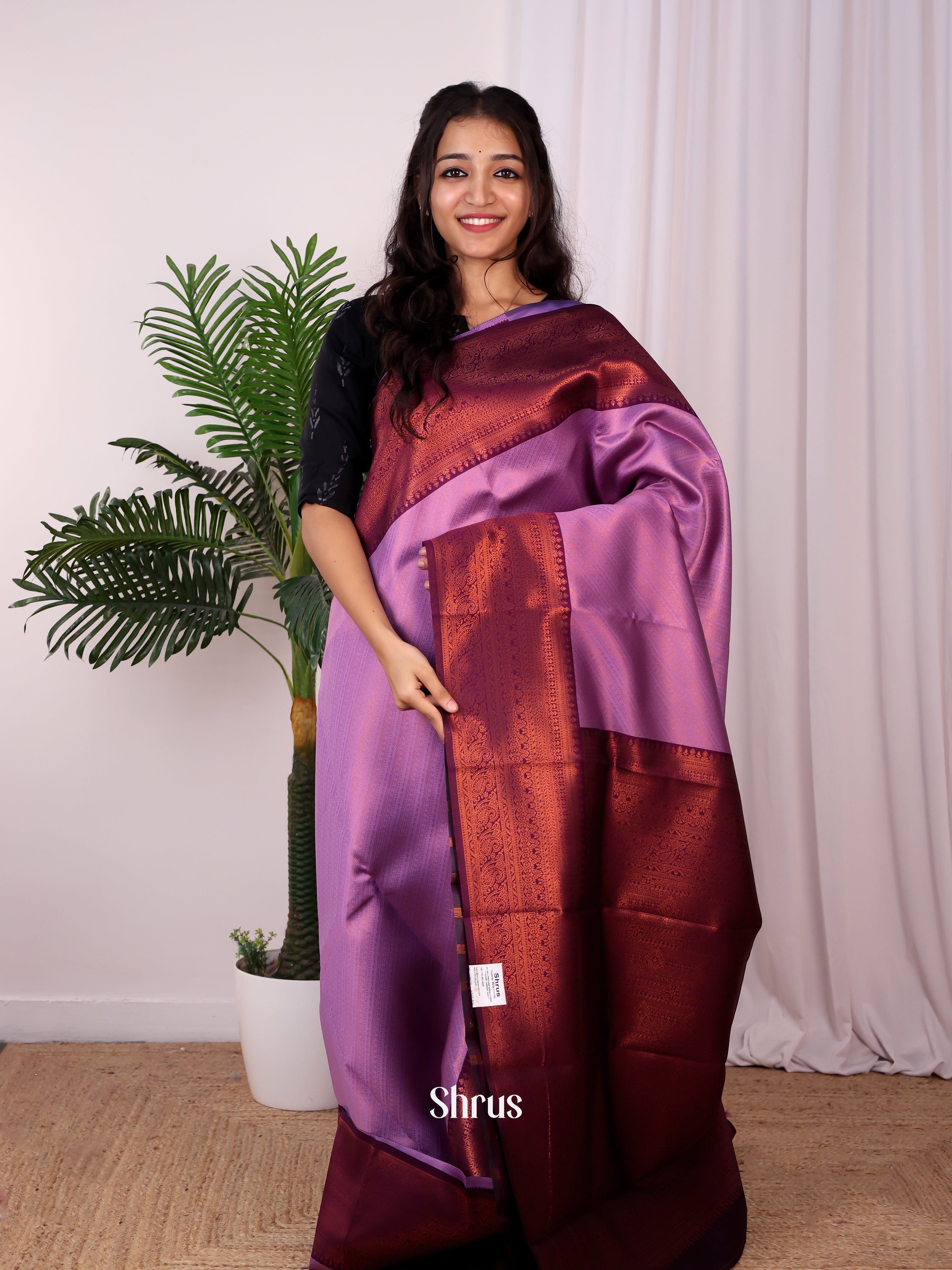 Lavender & Purple- Semi Arani Silk Saree - Shop on ShrusEternity.com
