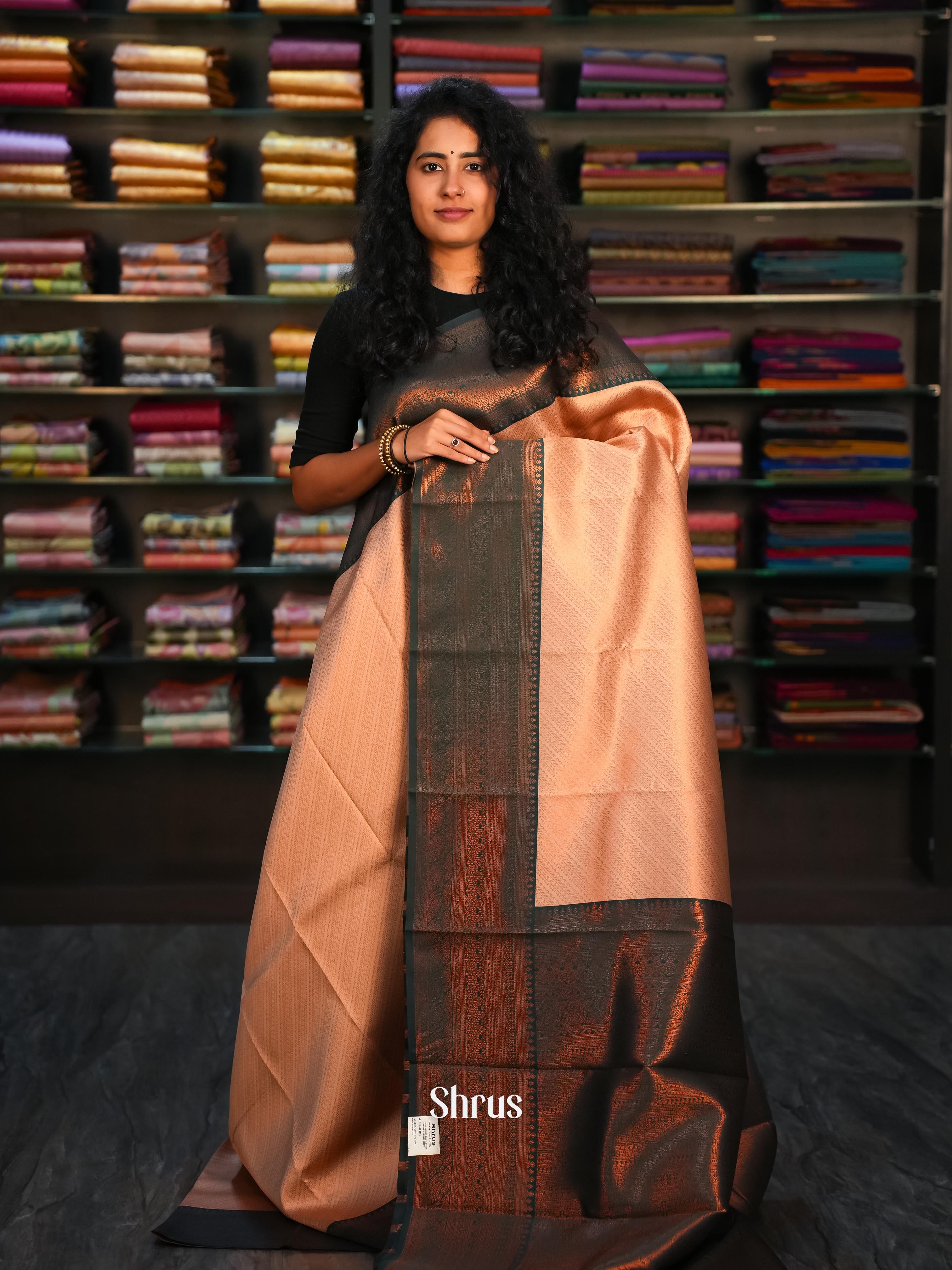 Dusty Brown & Green - Semi Arani Silk Saree - Shop on ShrusEternity.com
