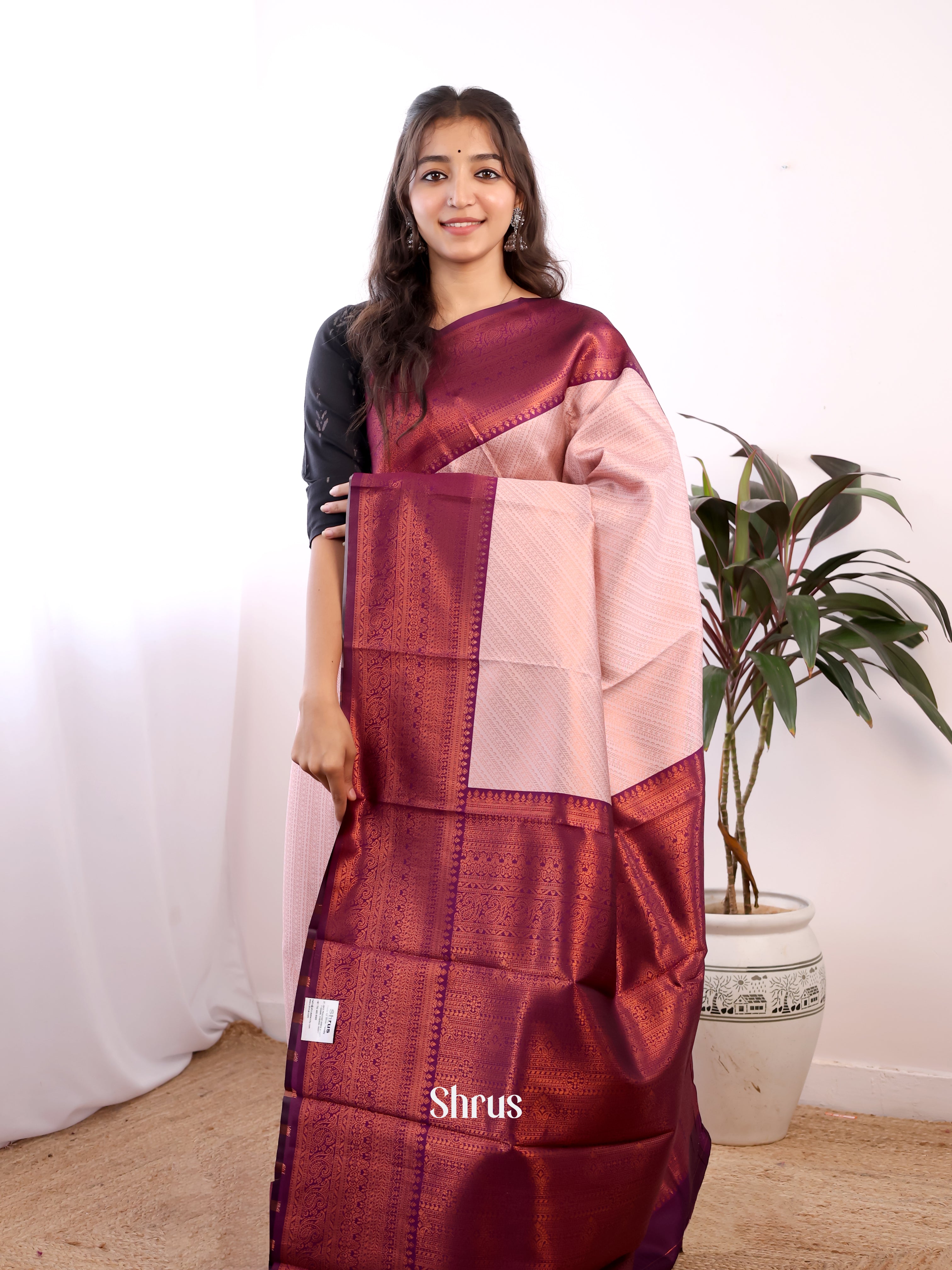 Pink & Purple - Semi Arani Silk Saree - Shop on ShrusEternity.com