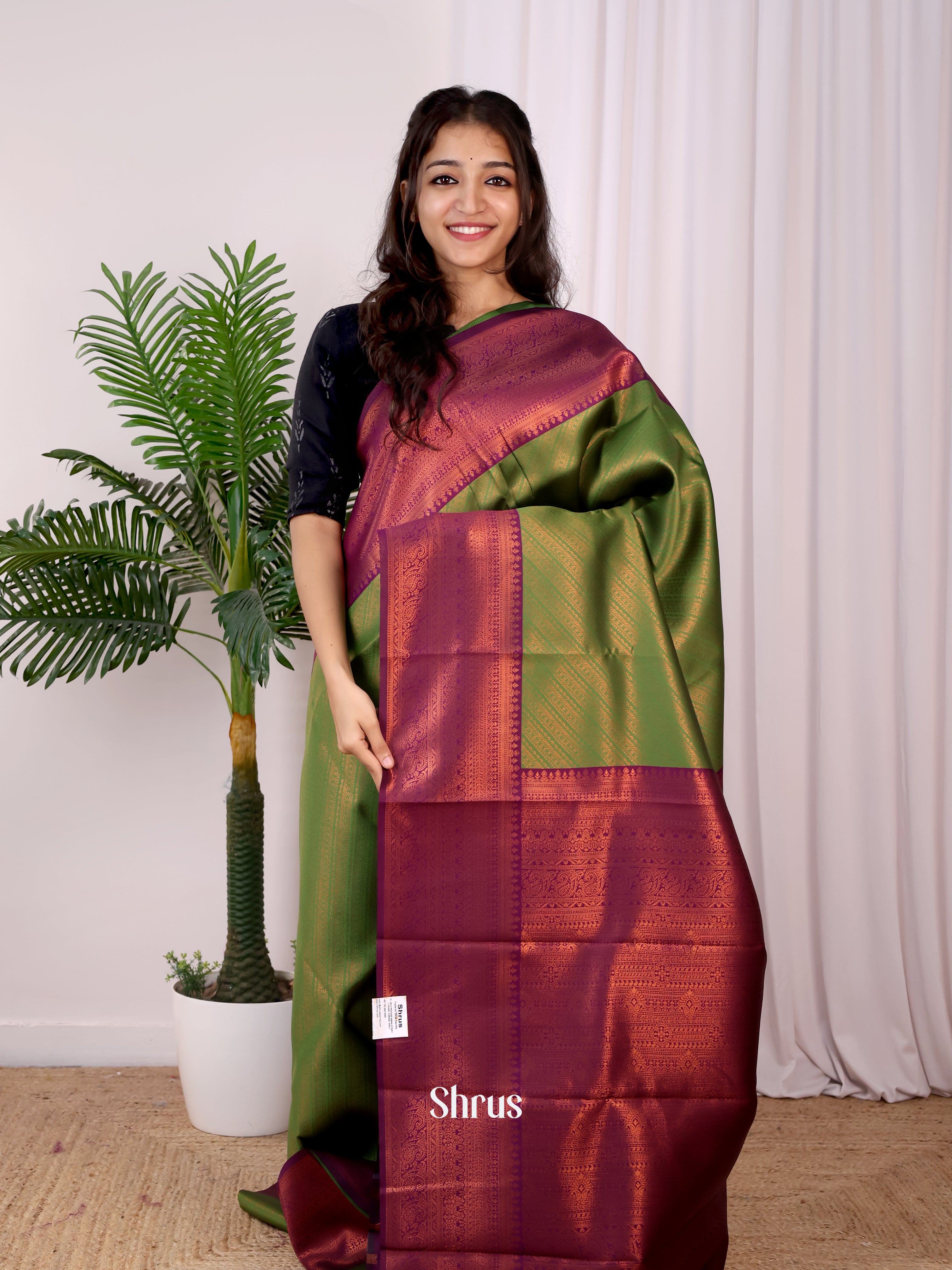 Green & Purple - Semi Arani Silk Saree - Shop on ShrusEternity.com
