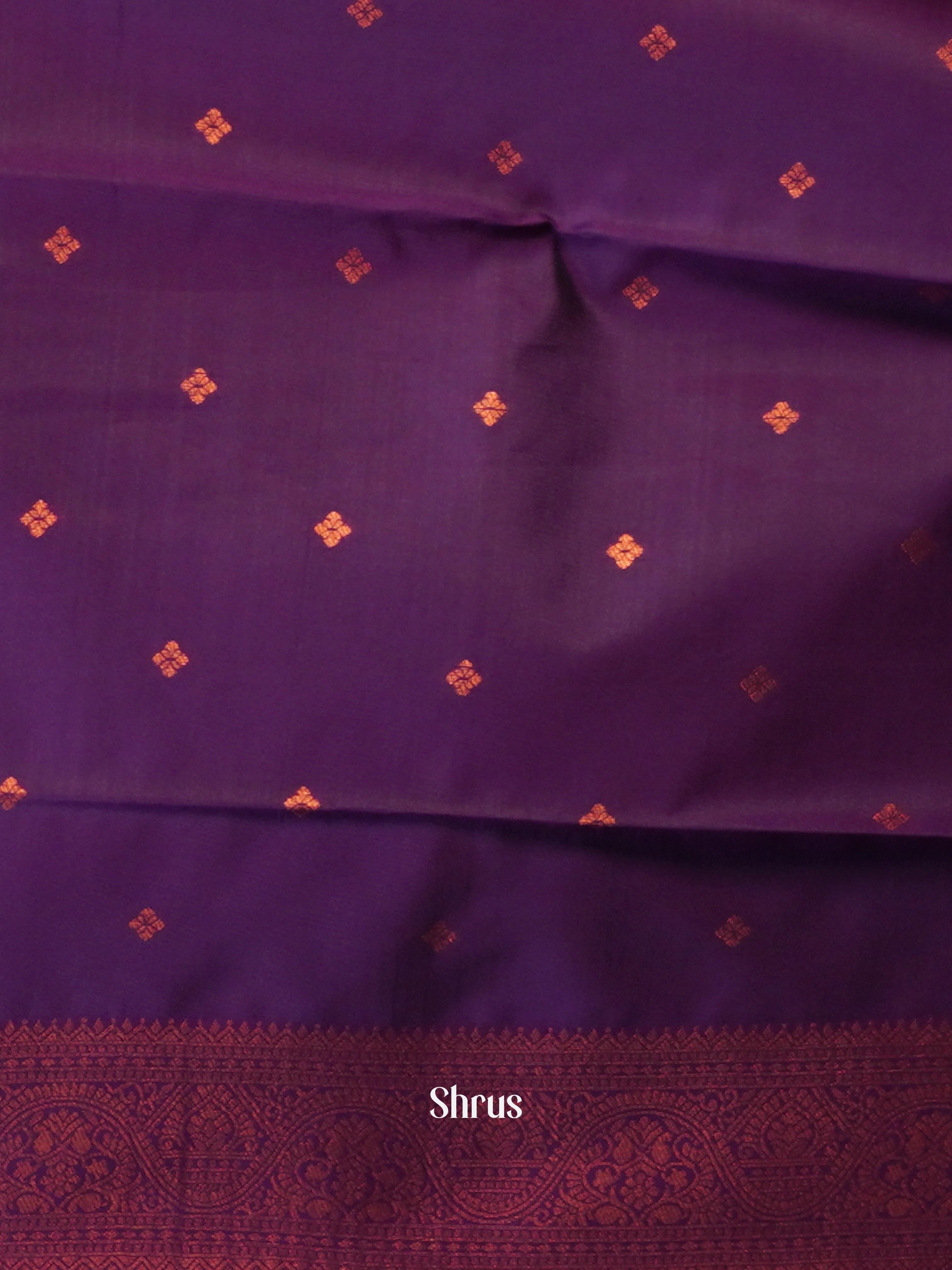 Orange & Purple - Semi Arani Silk Saree - Shop on ShrusEternity.com