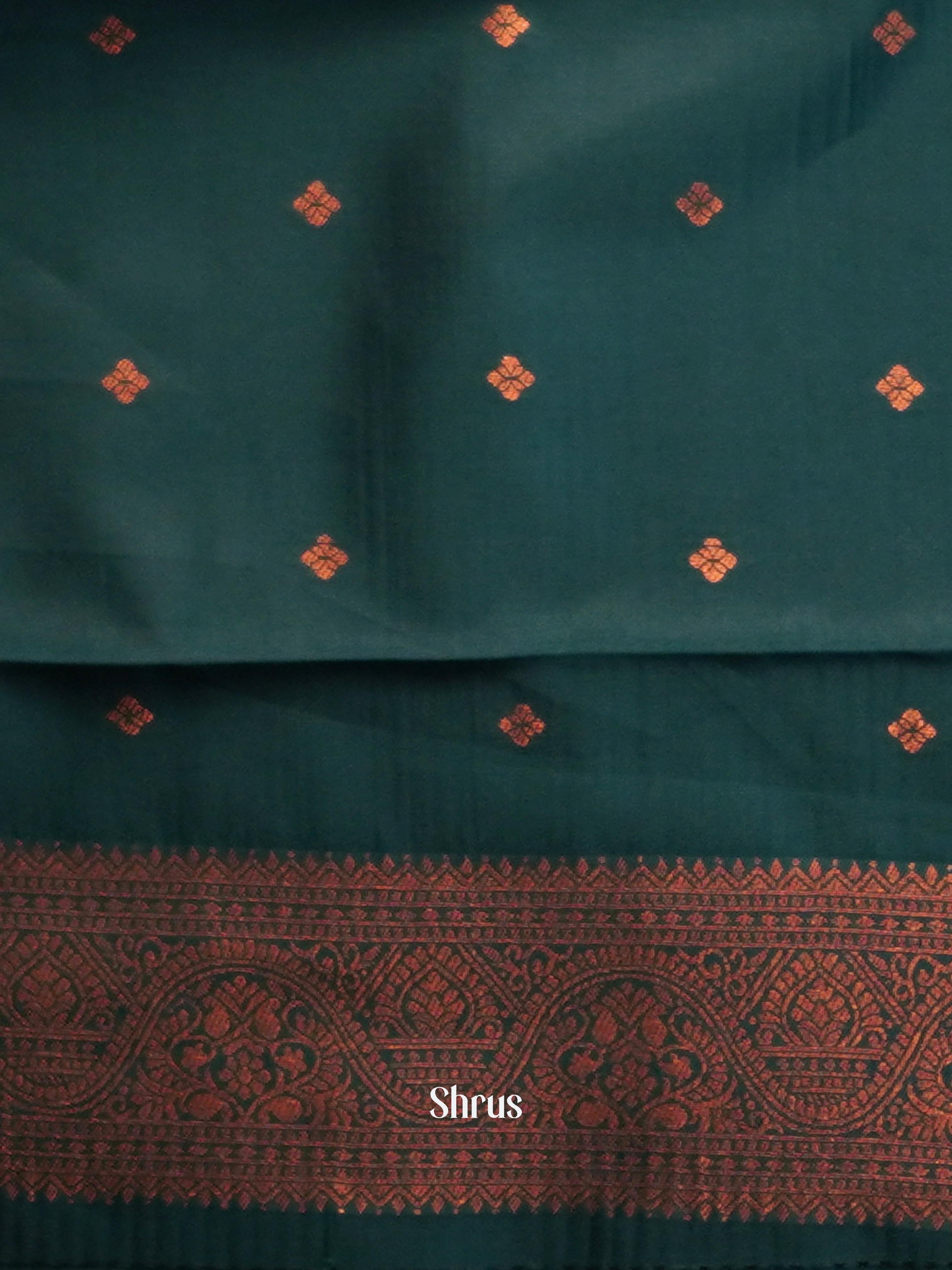 Mustard & Green- Semi Arani Silk Saree - Shop on ShrusEternity.com