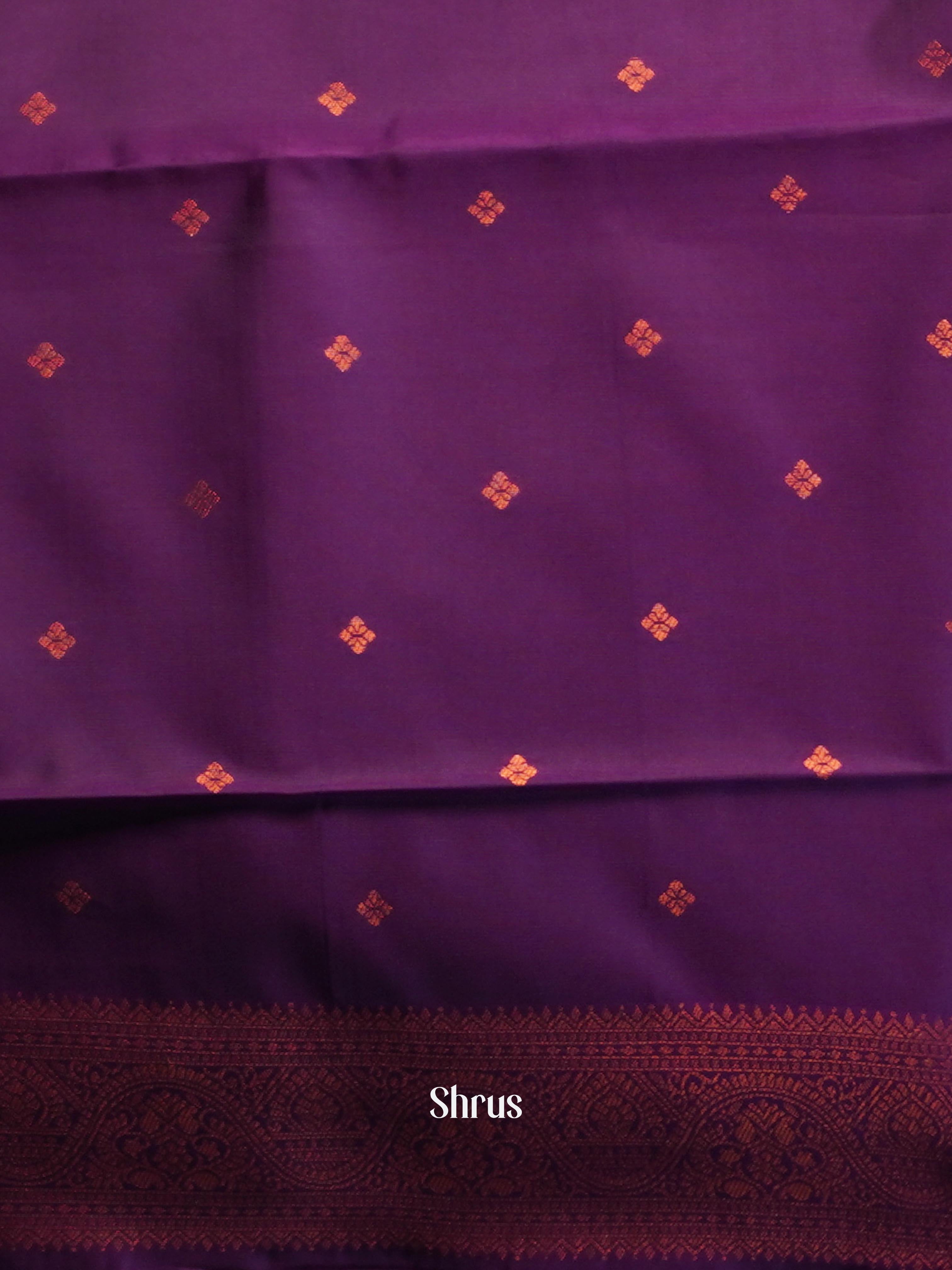 Blue & Purple - Semi Arani Silk Saree - Shop on ShrusEternity.com