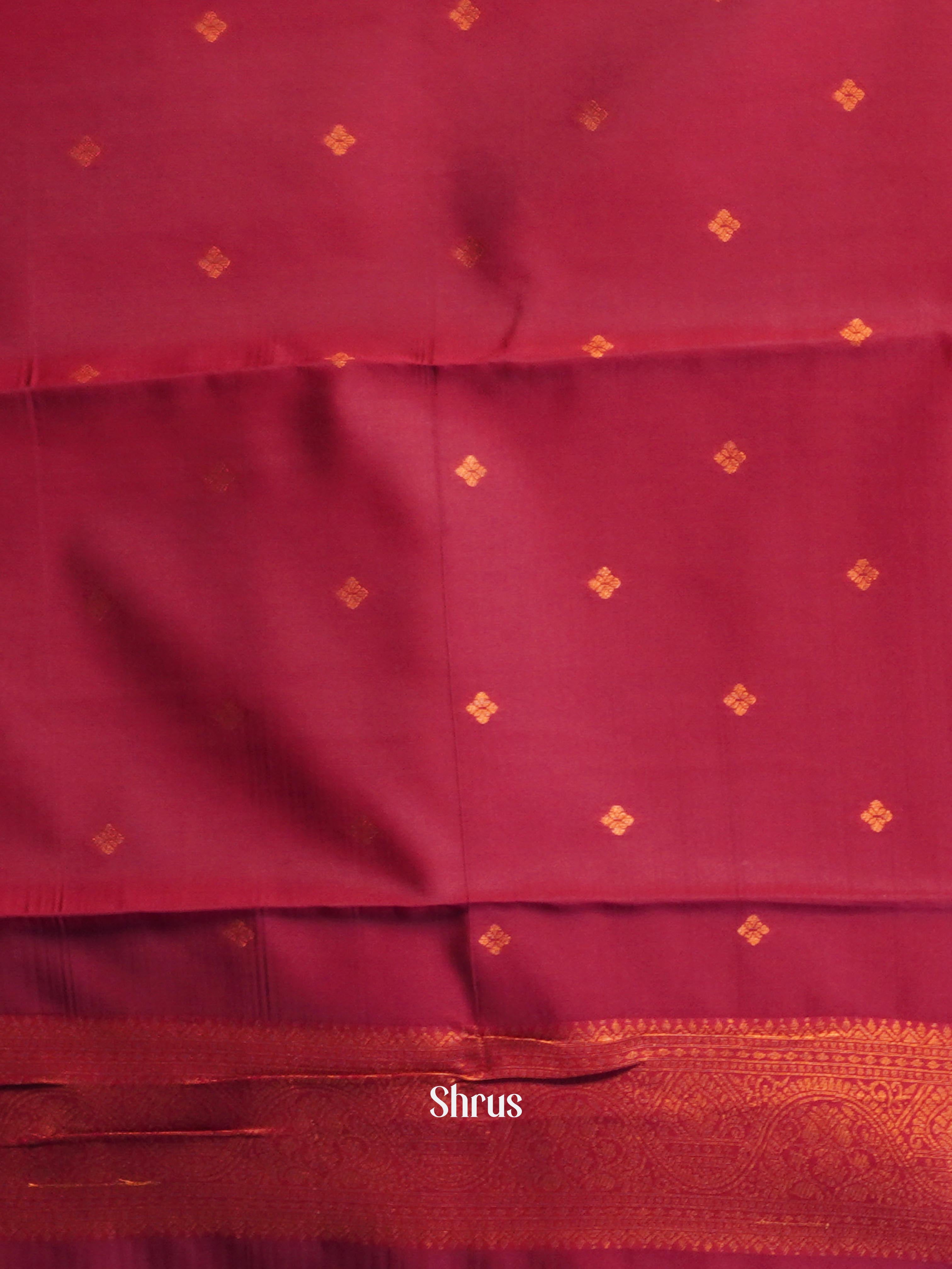 Beige & Maroon - Semi Arani Silk Saree - Shop on ShrusEternity.com