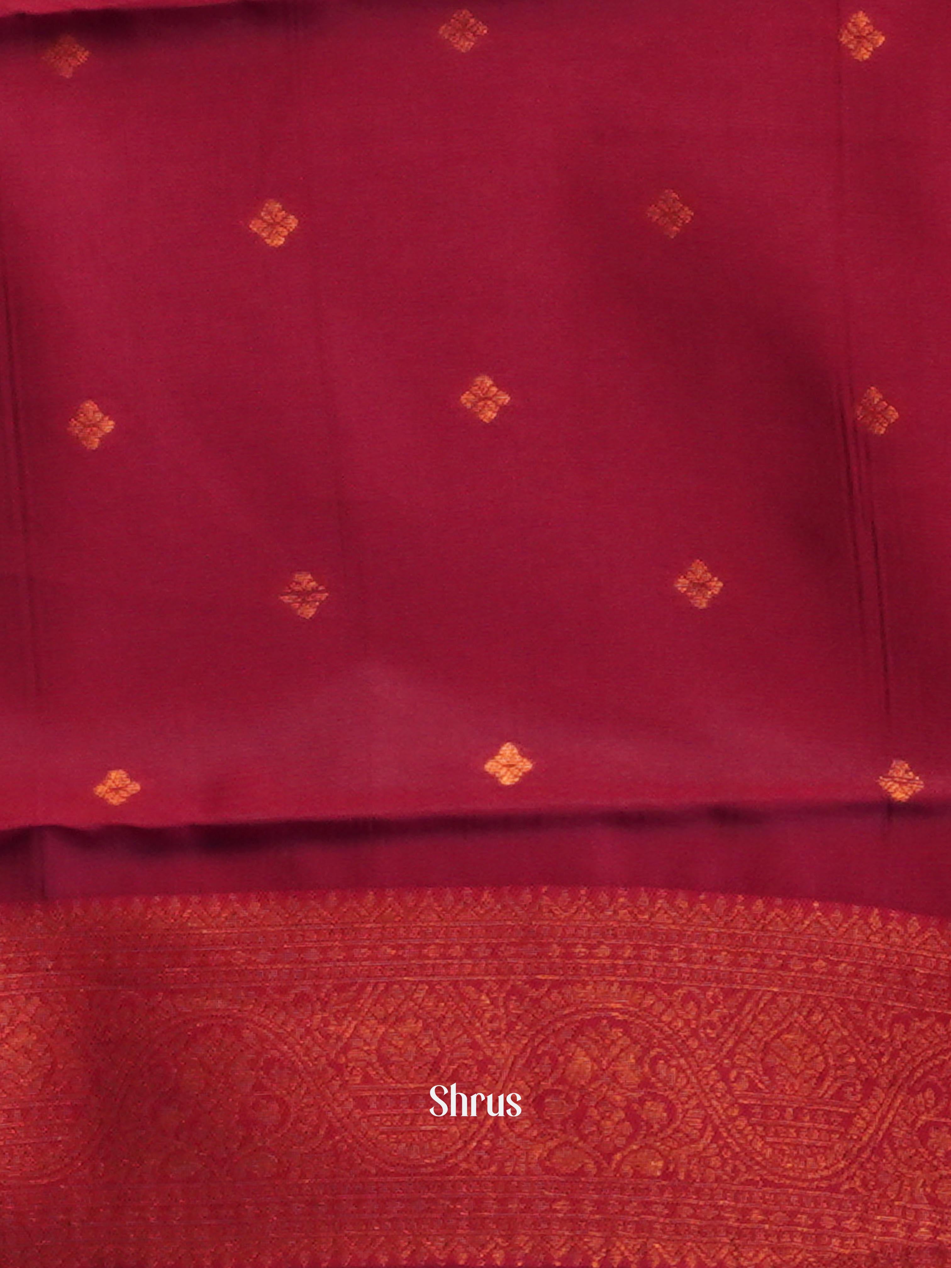 Grey & Maroon - Semi Arani Silk Saree - Shop on ShrusEternity.com