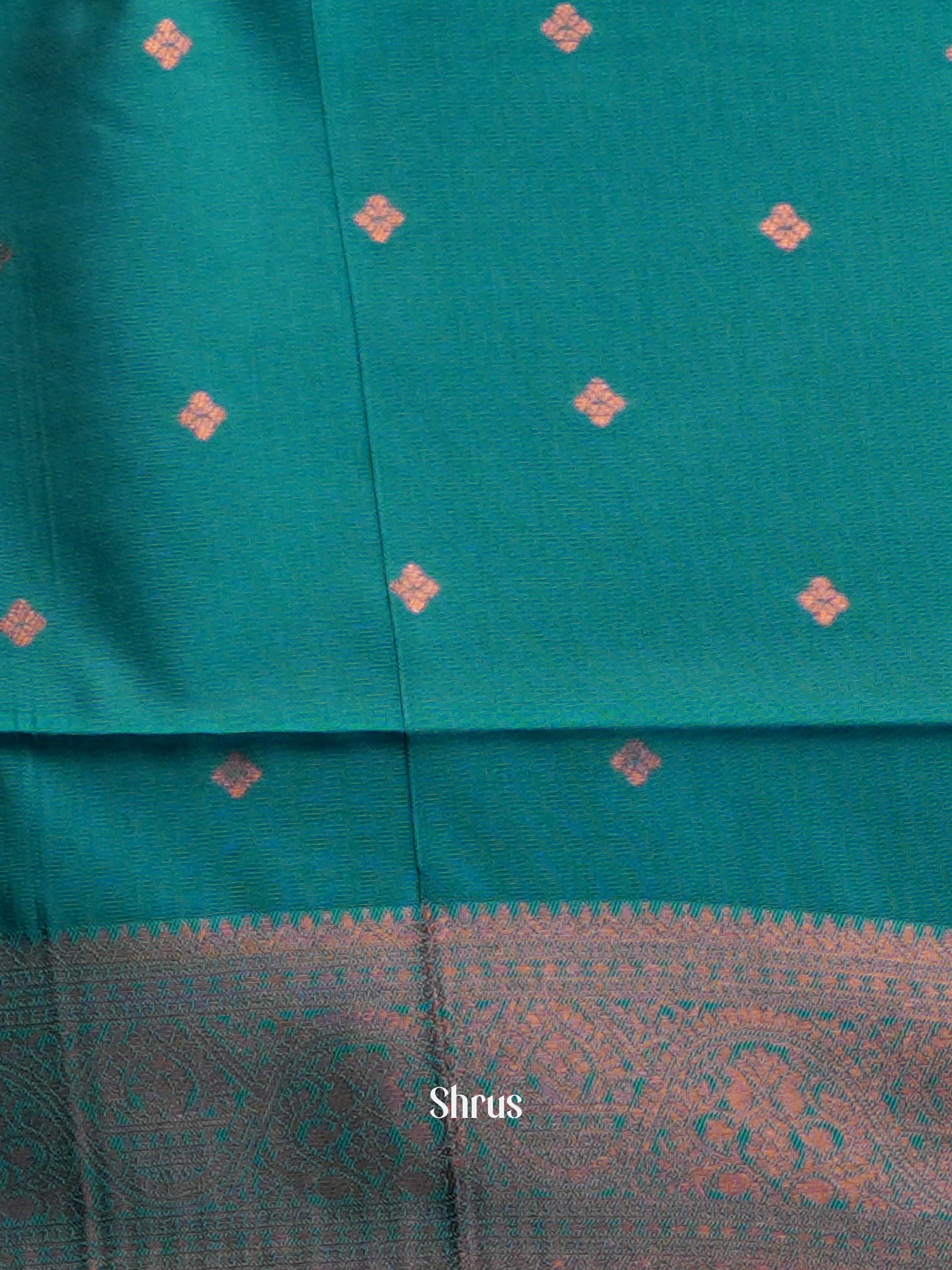 Blue & Teal - Semi Arani Silk Saree - Shop on ShrusEternity.com