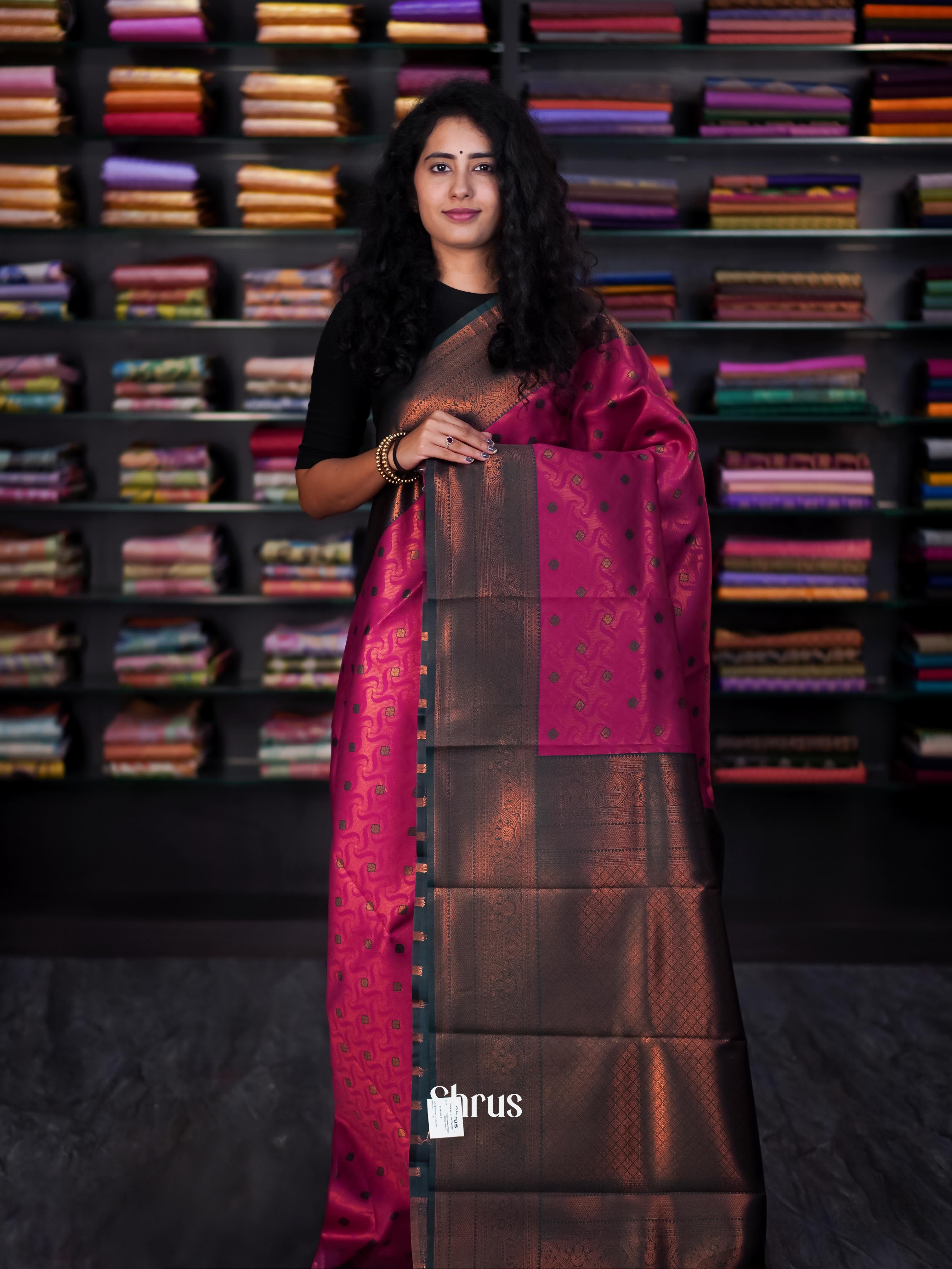 Purple & Green - Semi Arani Silk Saree - Shop on ShrusEternity.com