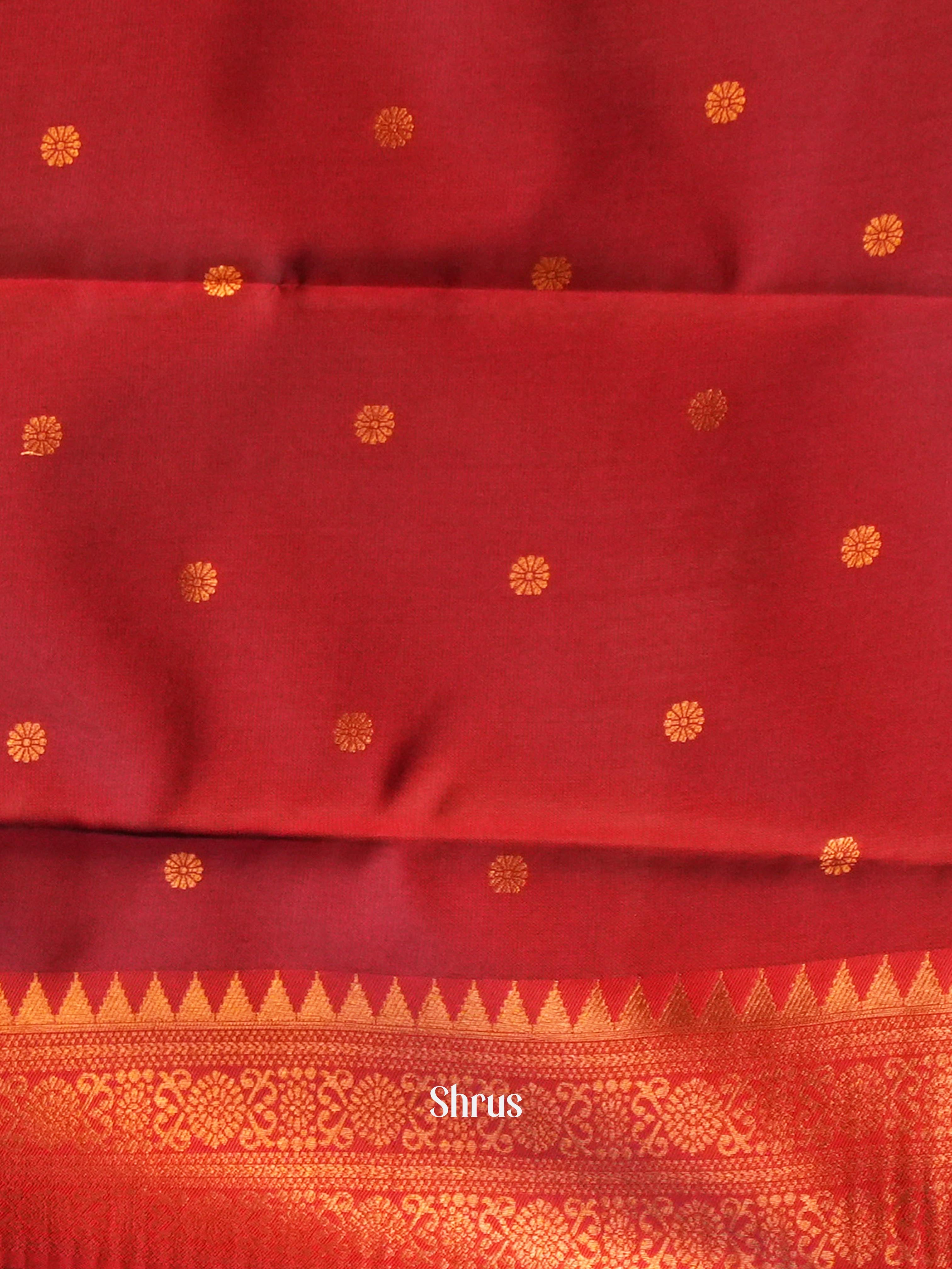 Beige & Maroon- Semi Arani Silk Saree - Shop on ShrusEternity.com