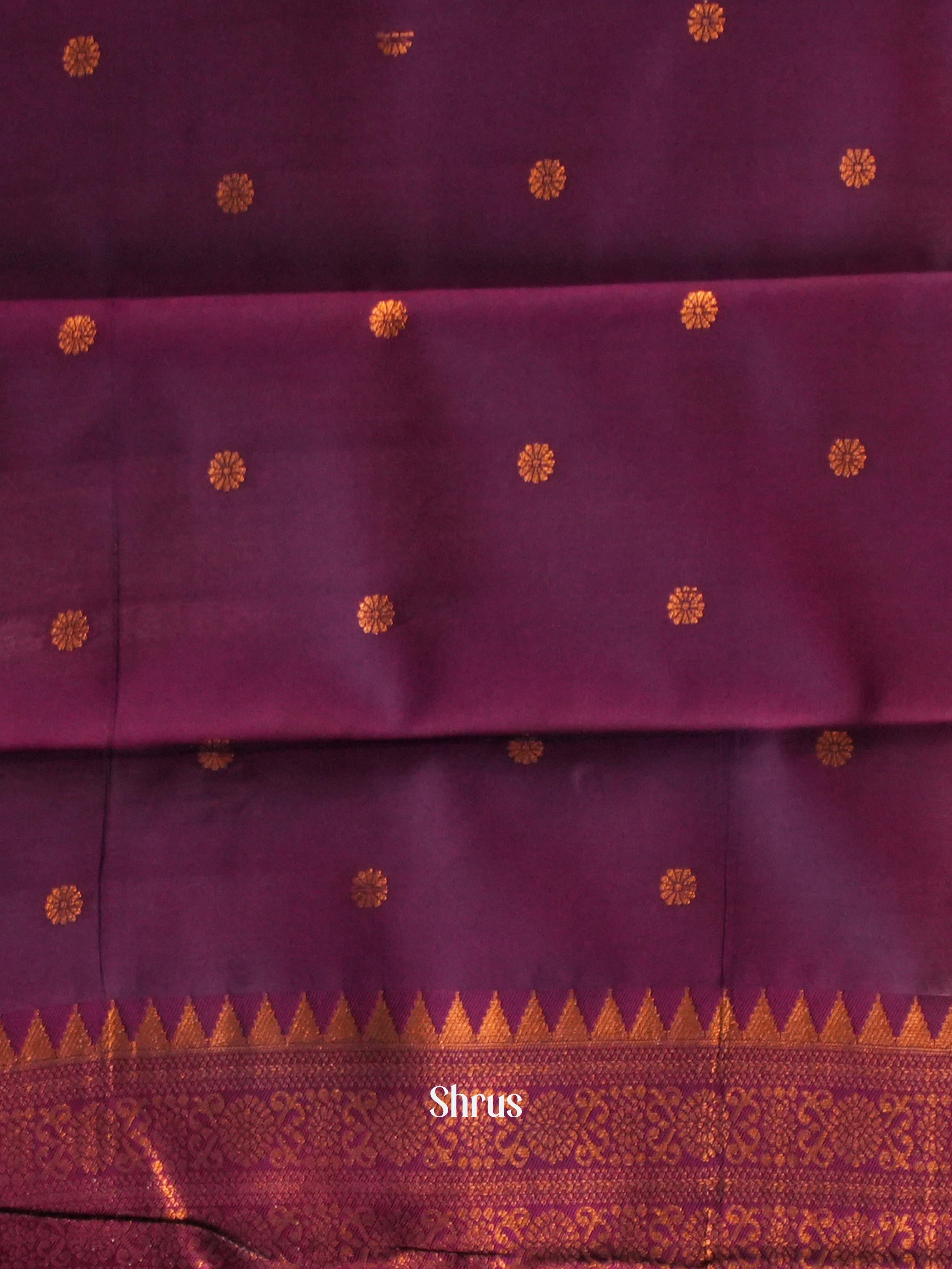 teal & Purple- Semi Arani Silk Saree - Shop on ShrusEternity.com