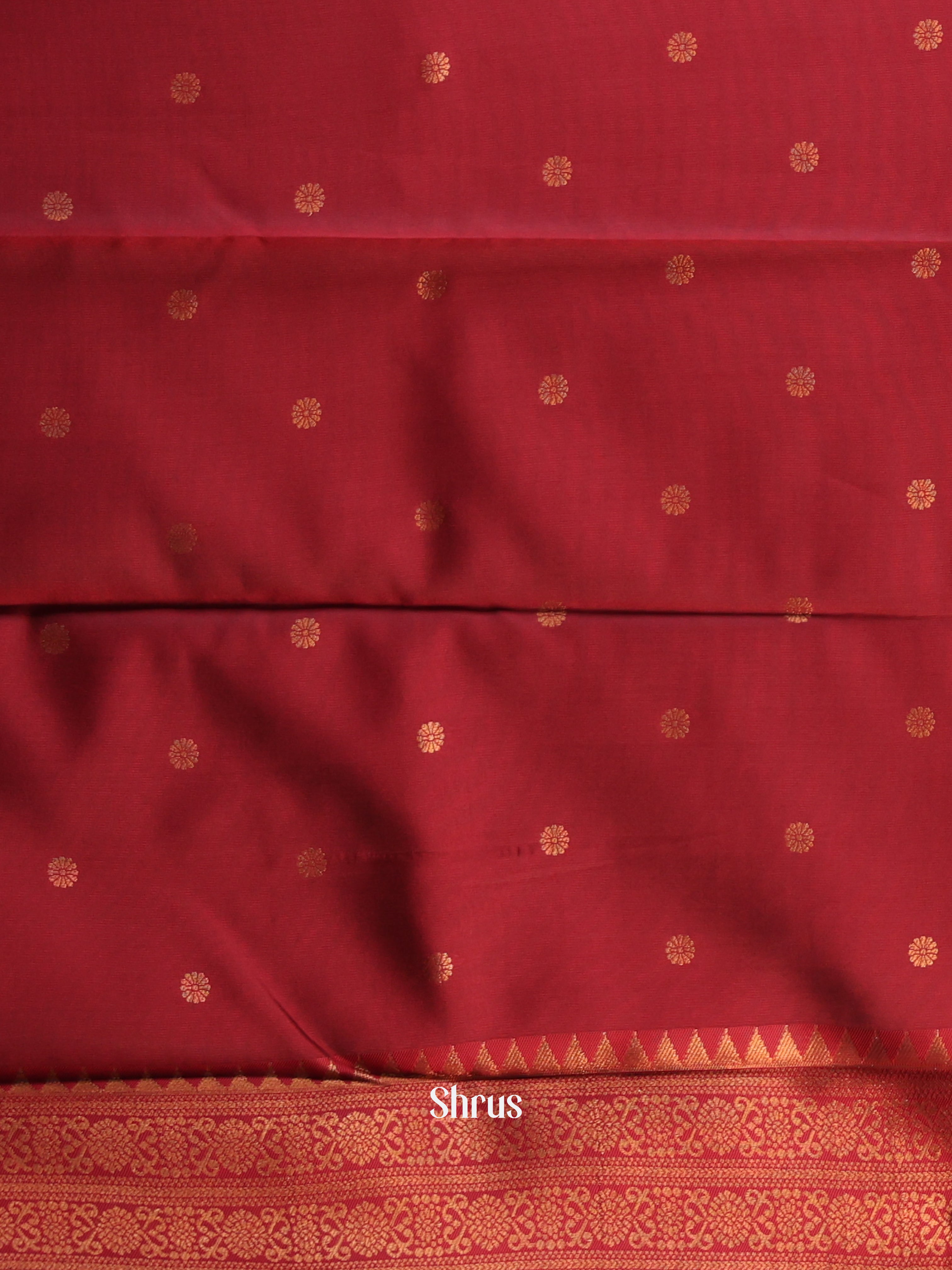Beige & Maroon - Semi Arani Silk Saree - Shop on ShrusEternity.com