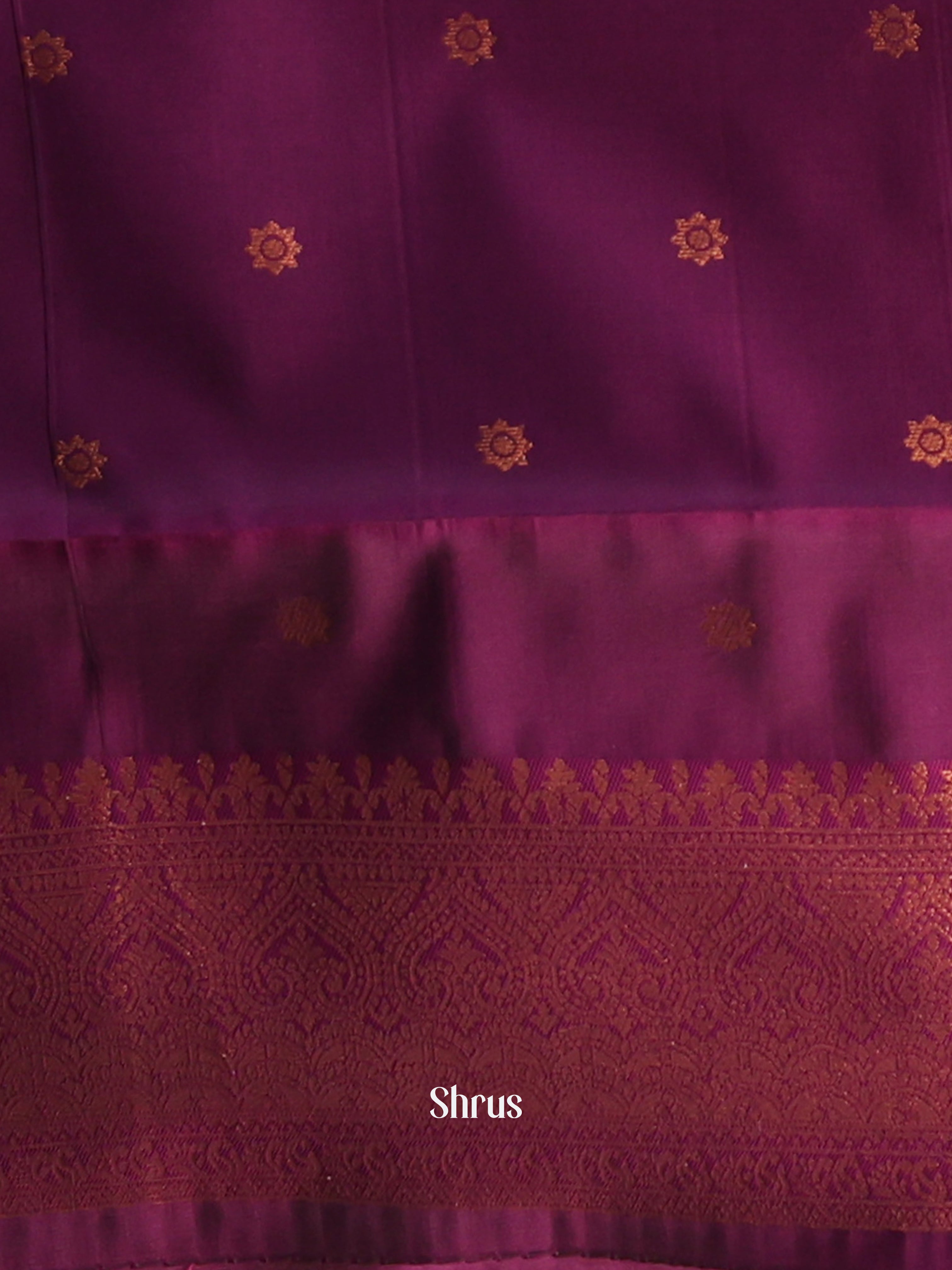 Peach & Purple - Semi Arani Silk Saree - Shop on ShrusEternity.com