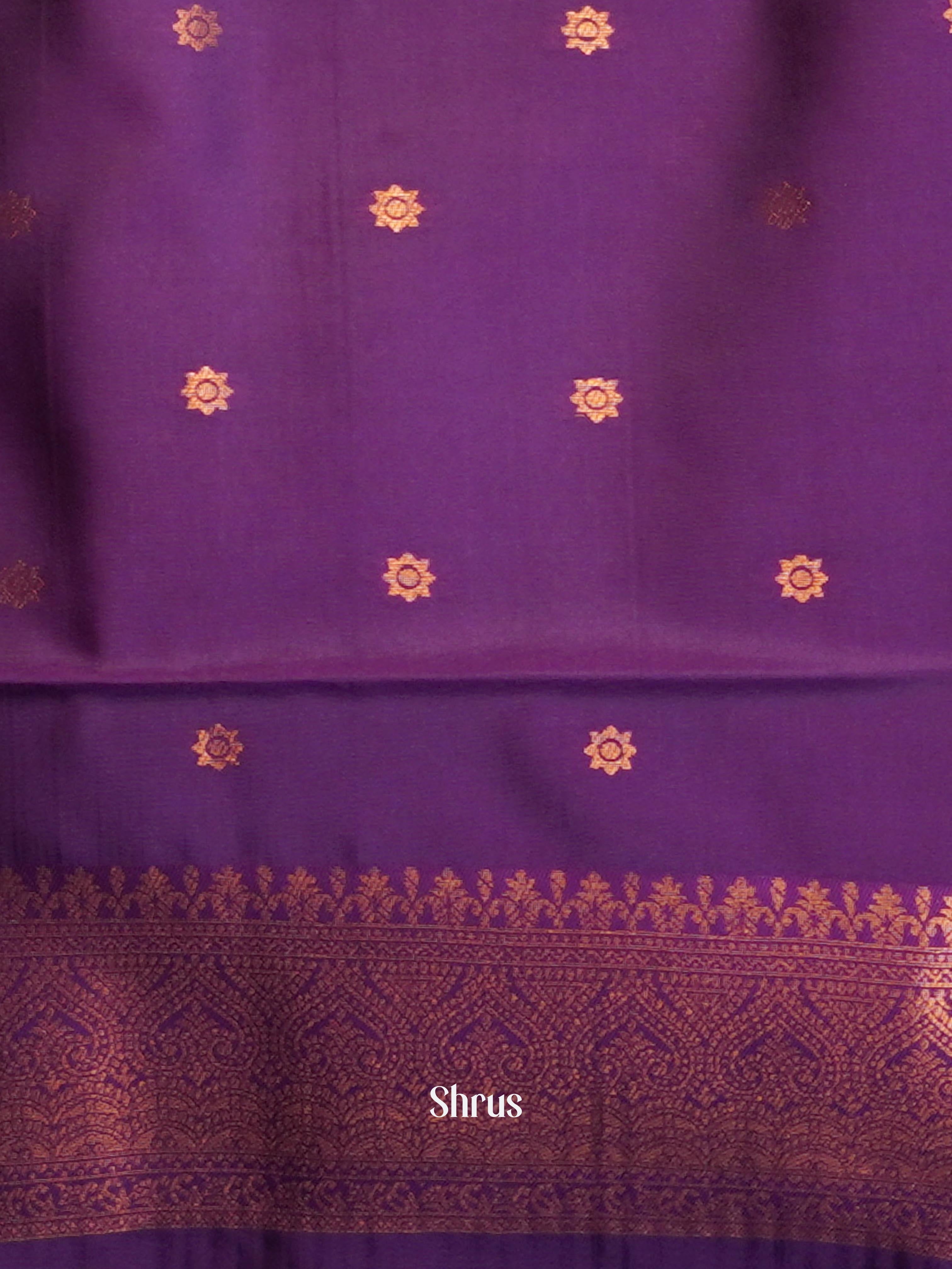 Pastel Green & Purple - Semi Arani Silk Saree - Shop on ShrusEternity.com