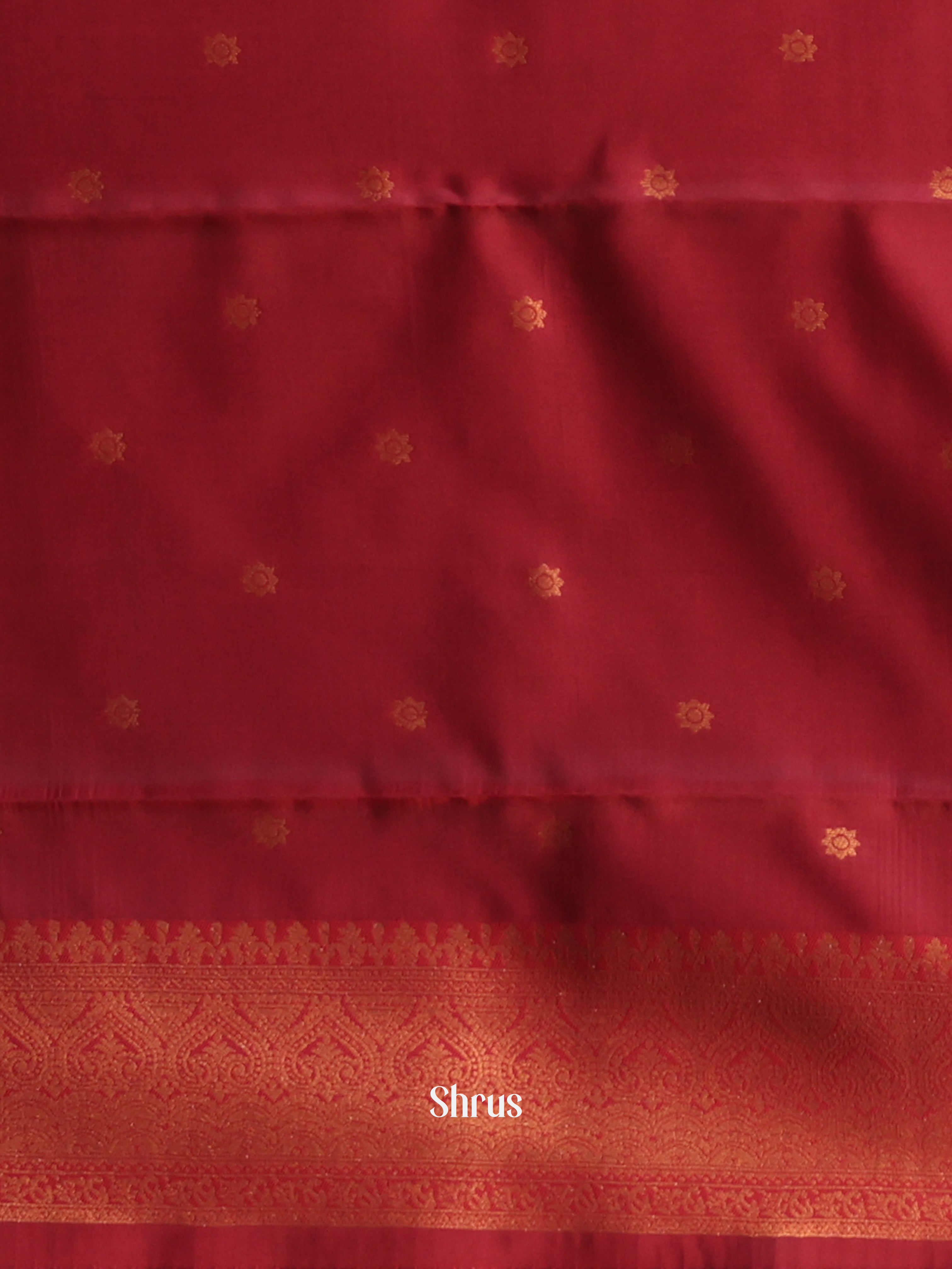 Pale Yellow & Maroon - Semi Arani Silk Saree - Shop on ShrusEternity.com