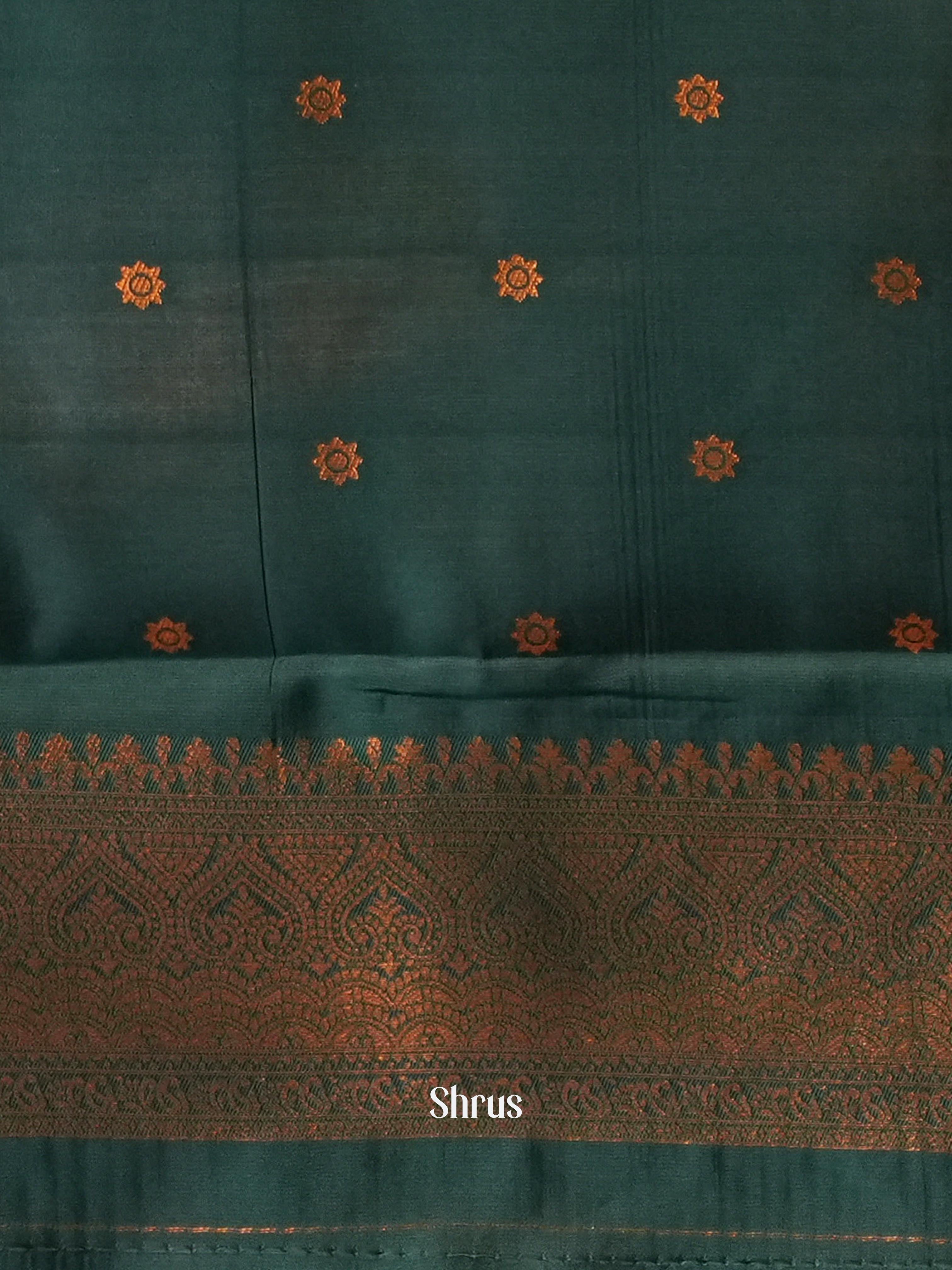Dusty Pink & Green- Semi Arani Silk Saree - Shop on ShrusEternity.com